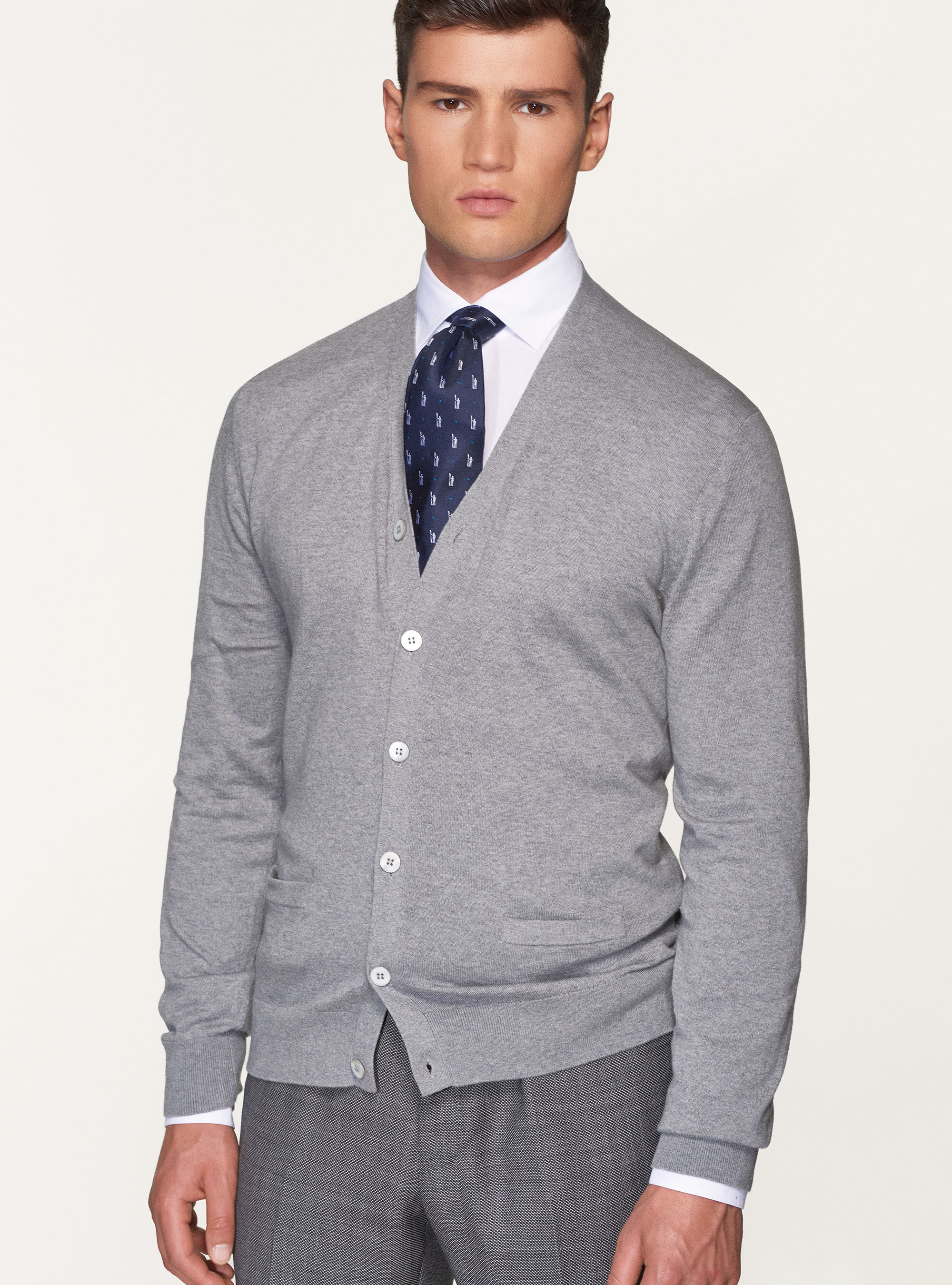 Cashmere button cheap up sweater