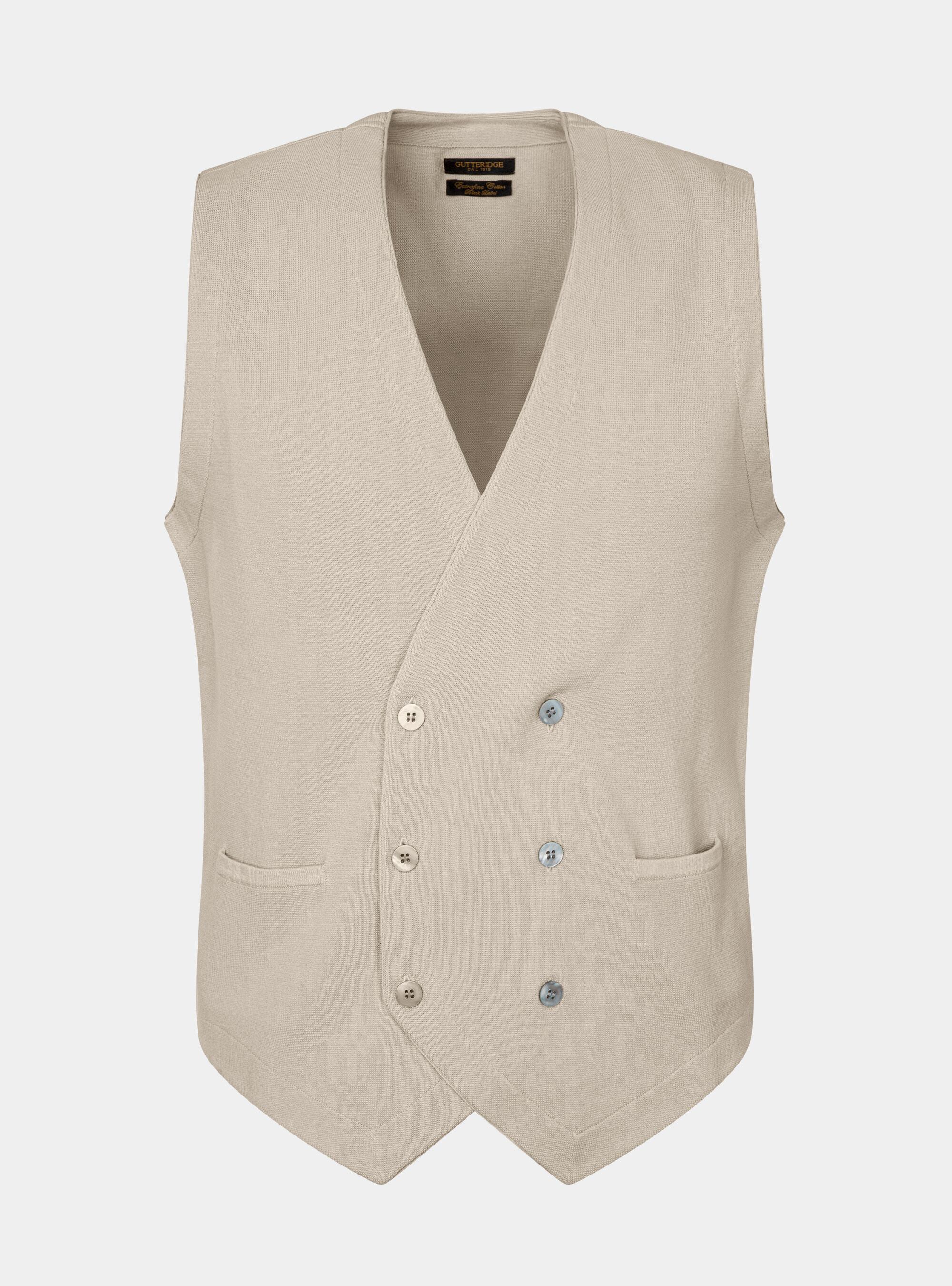 Gilet in maglia in puro cotone extrafine, ECRU
