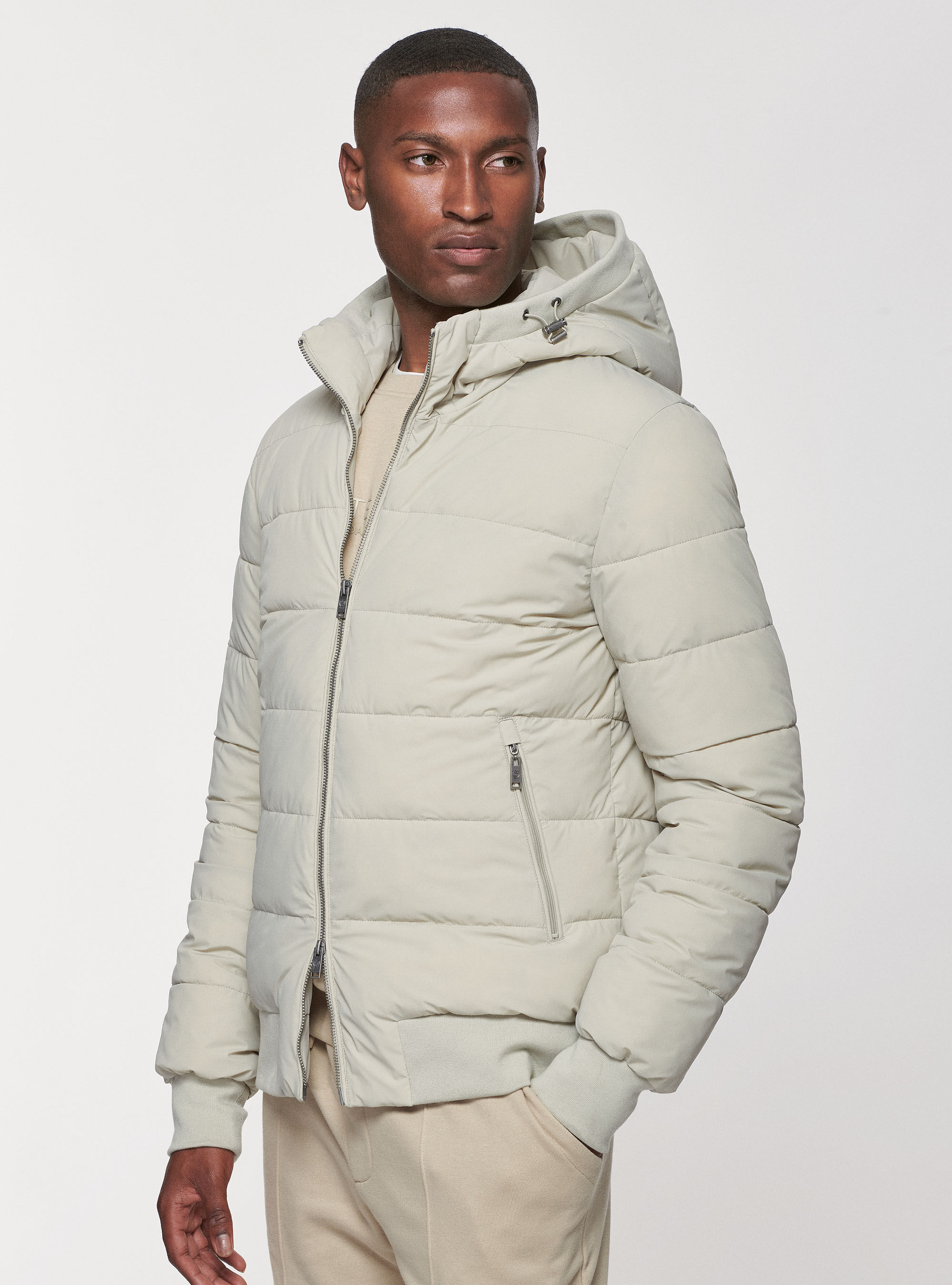 White quilted bomber jacket online