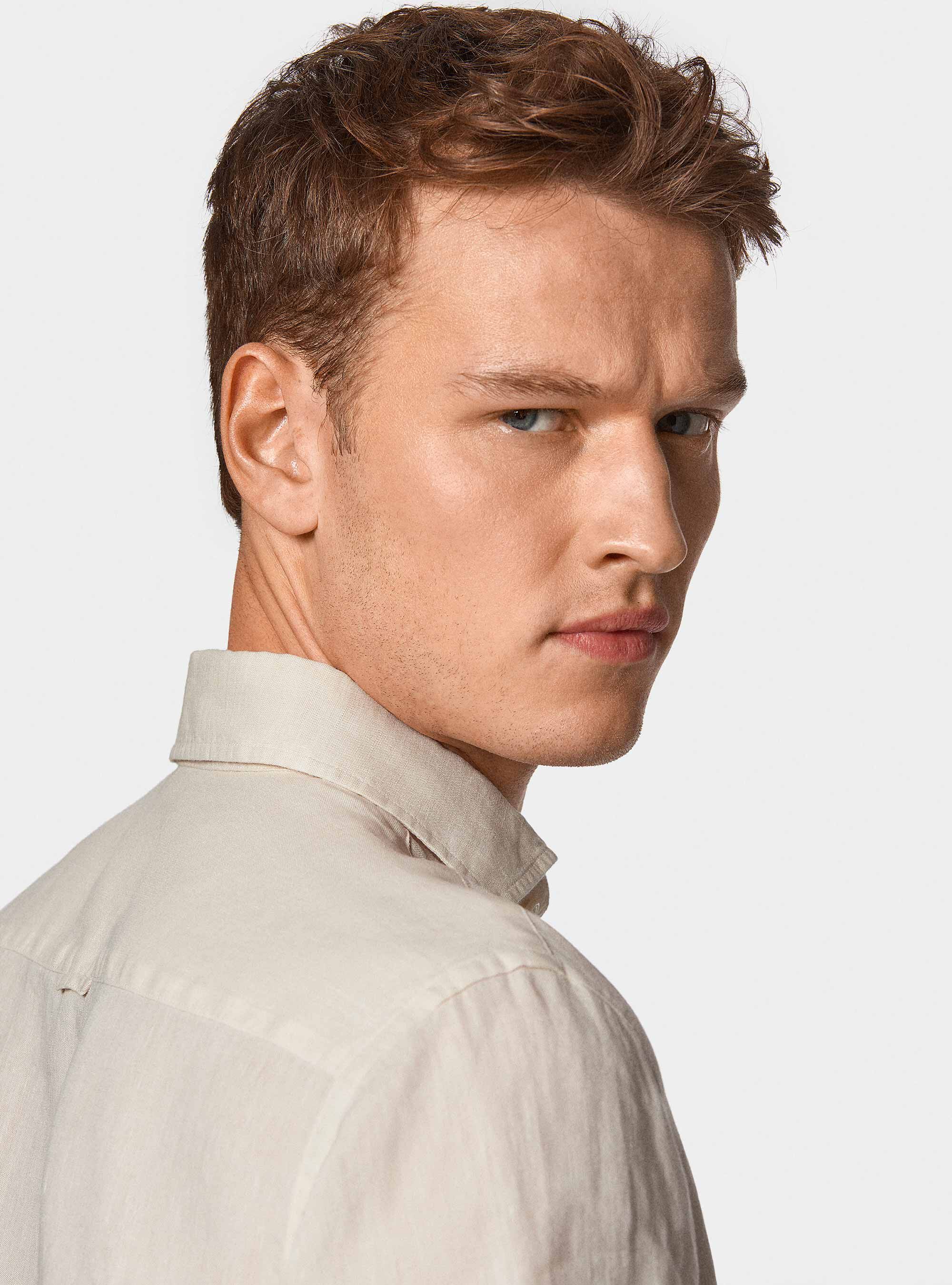 Camicia in puro lino, ECRU