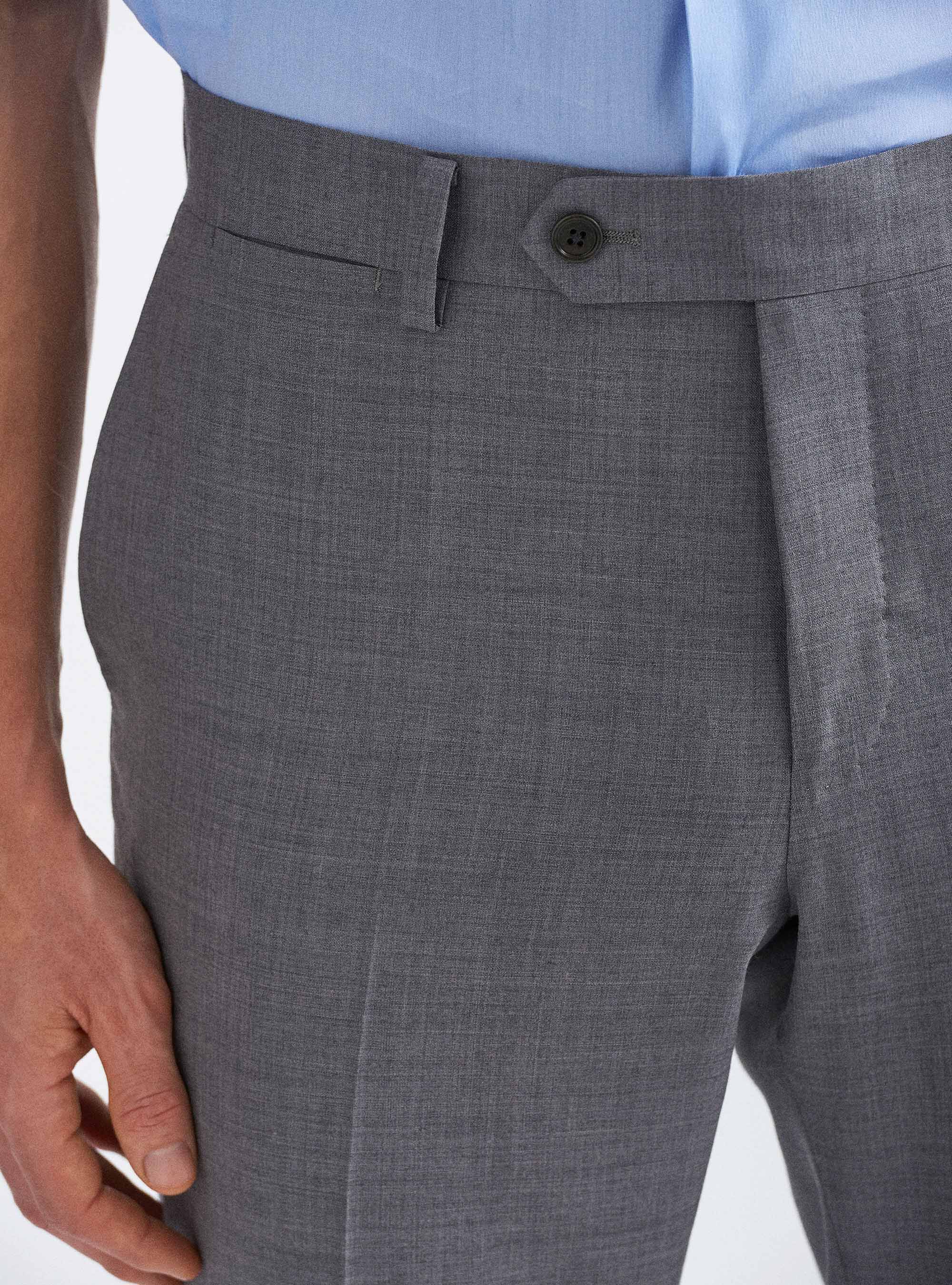Fresh wool suit trousers, LIGHT GREY MELANGE