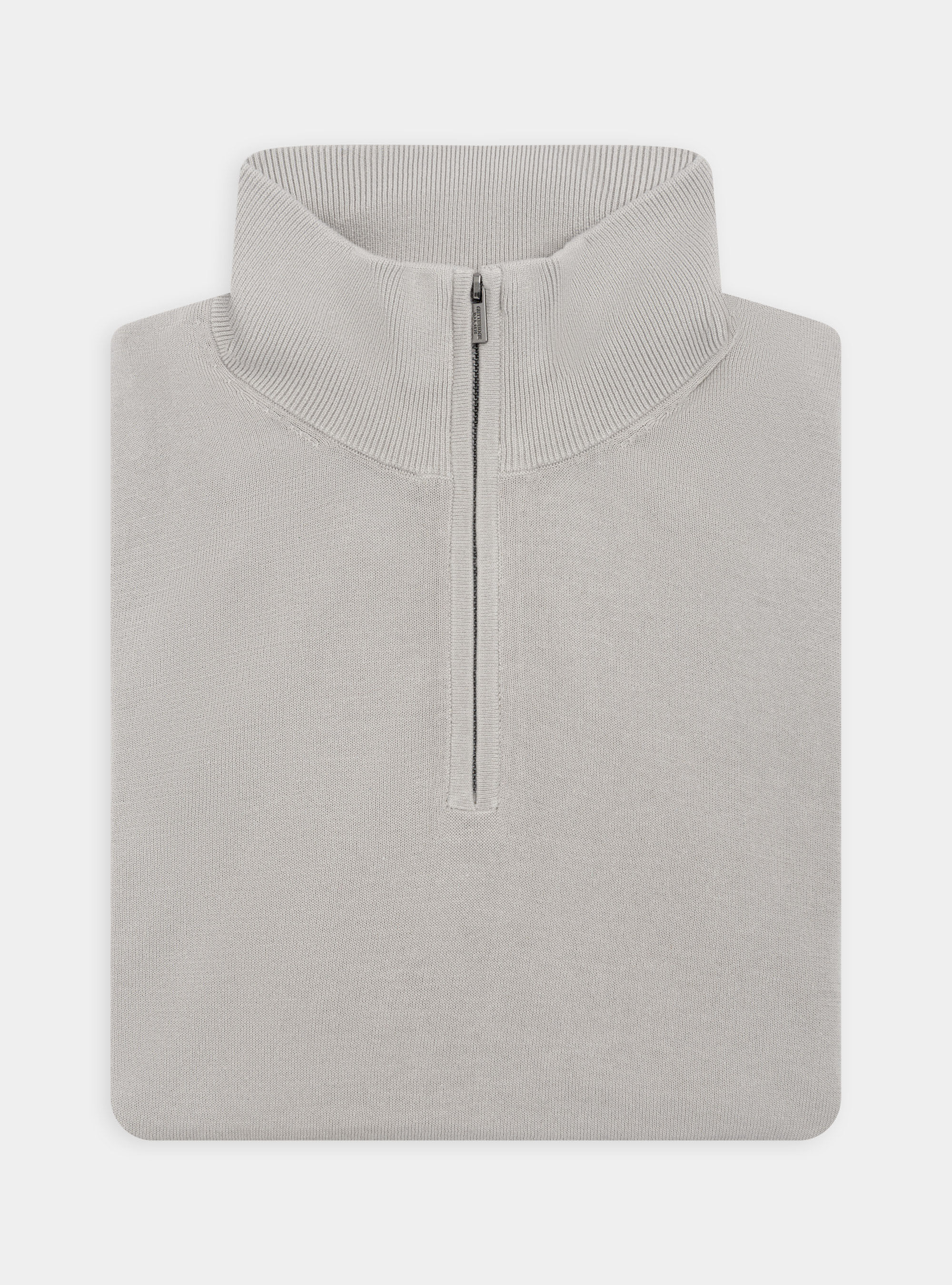 Jersey de algod&oacute;n extrafino con media cremallera, GRIS CLARO JASPEADO