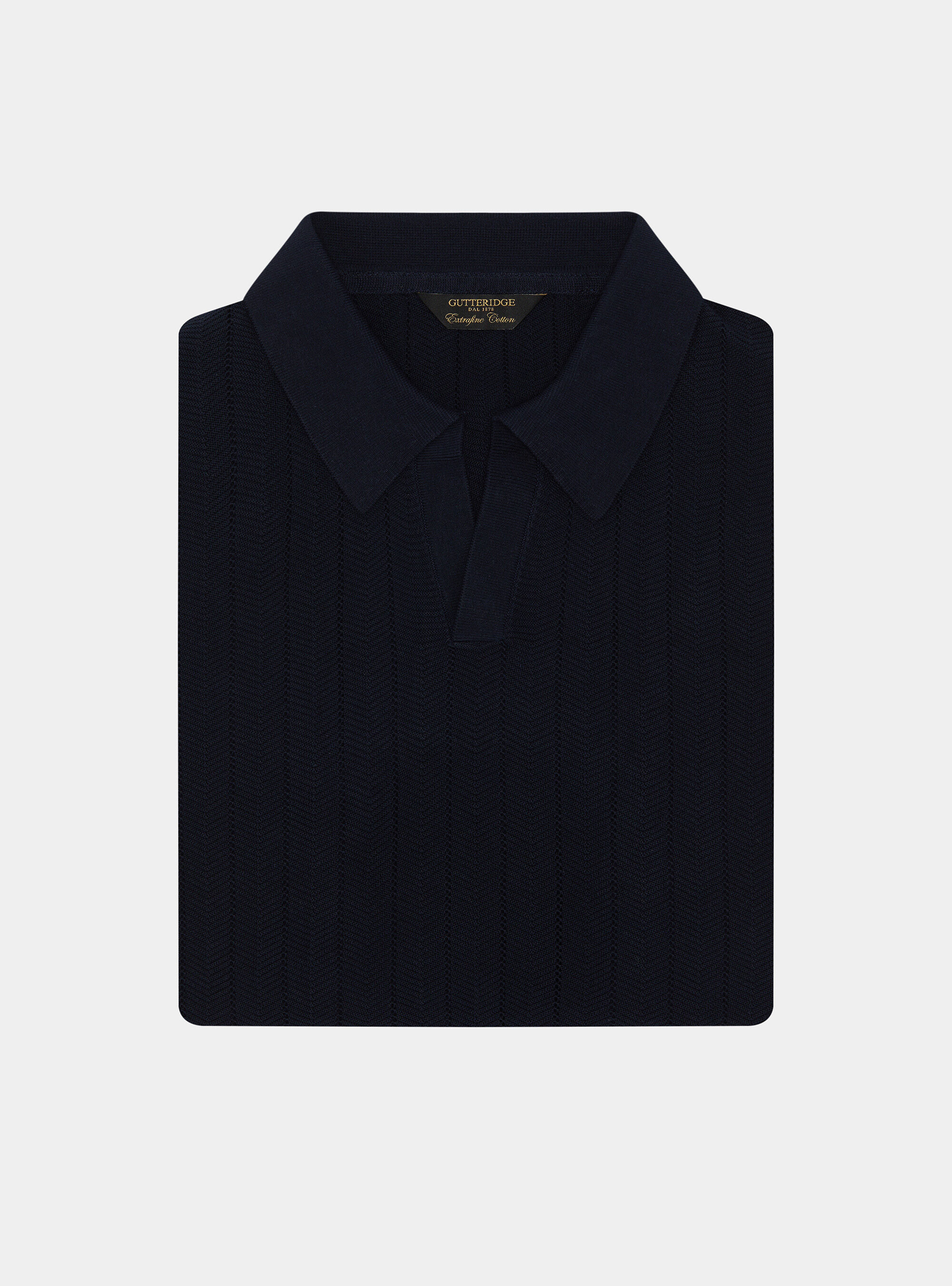 Polo traforata in cotone spigato, BLU NAVY