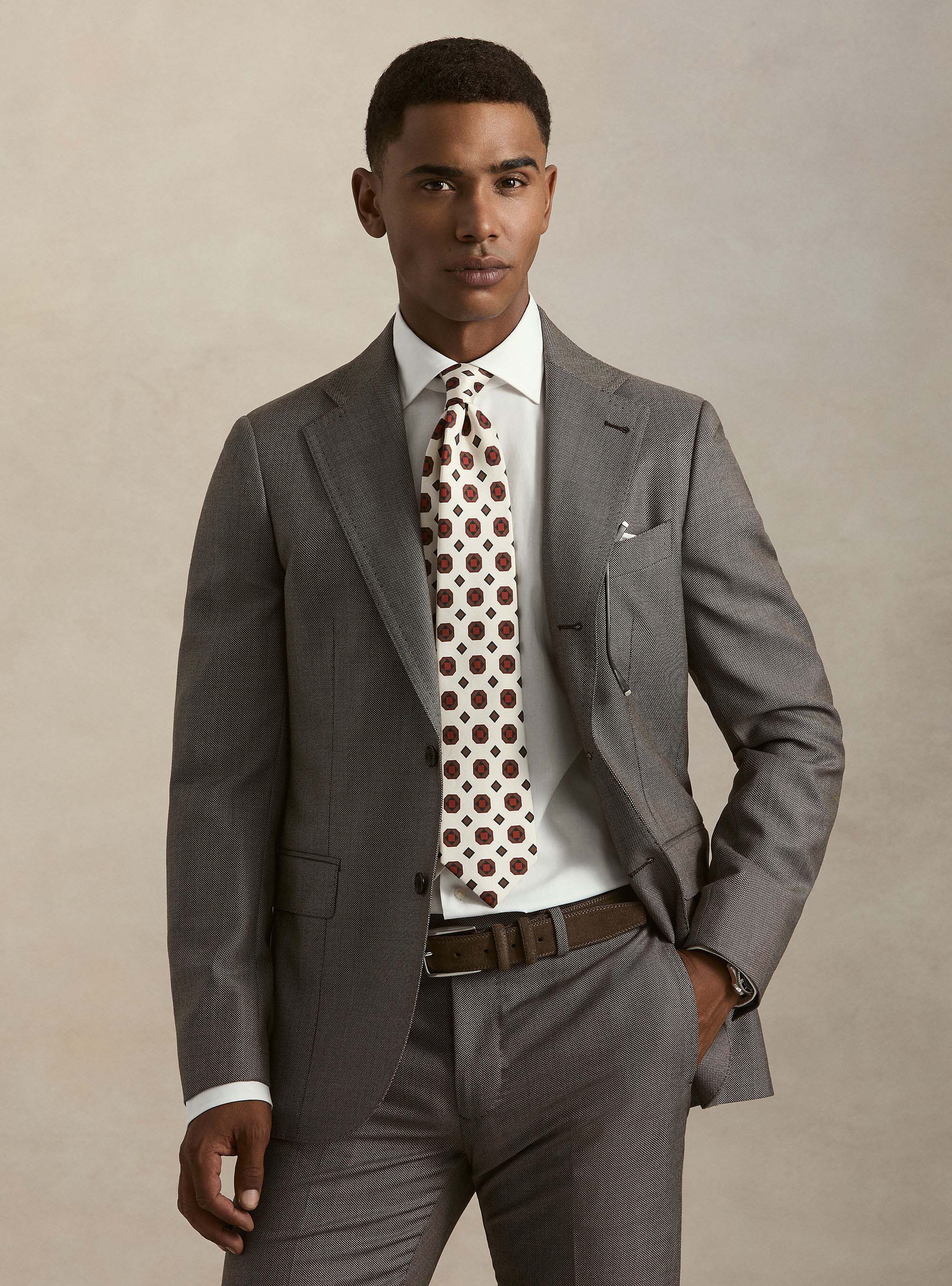 Giacca per abito in pura lana occhio di pernice Vitale Barberis Canonico, MARRONE 0508C