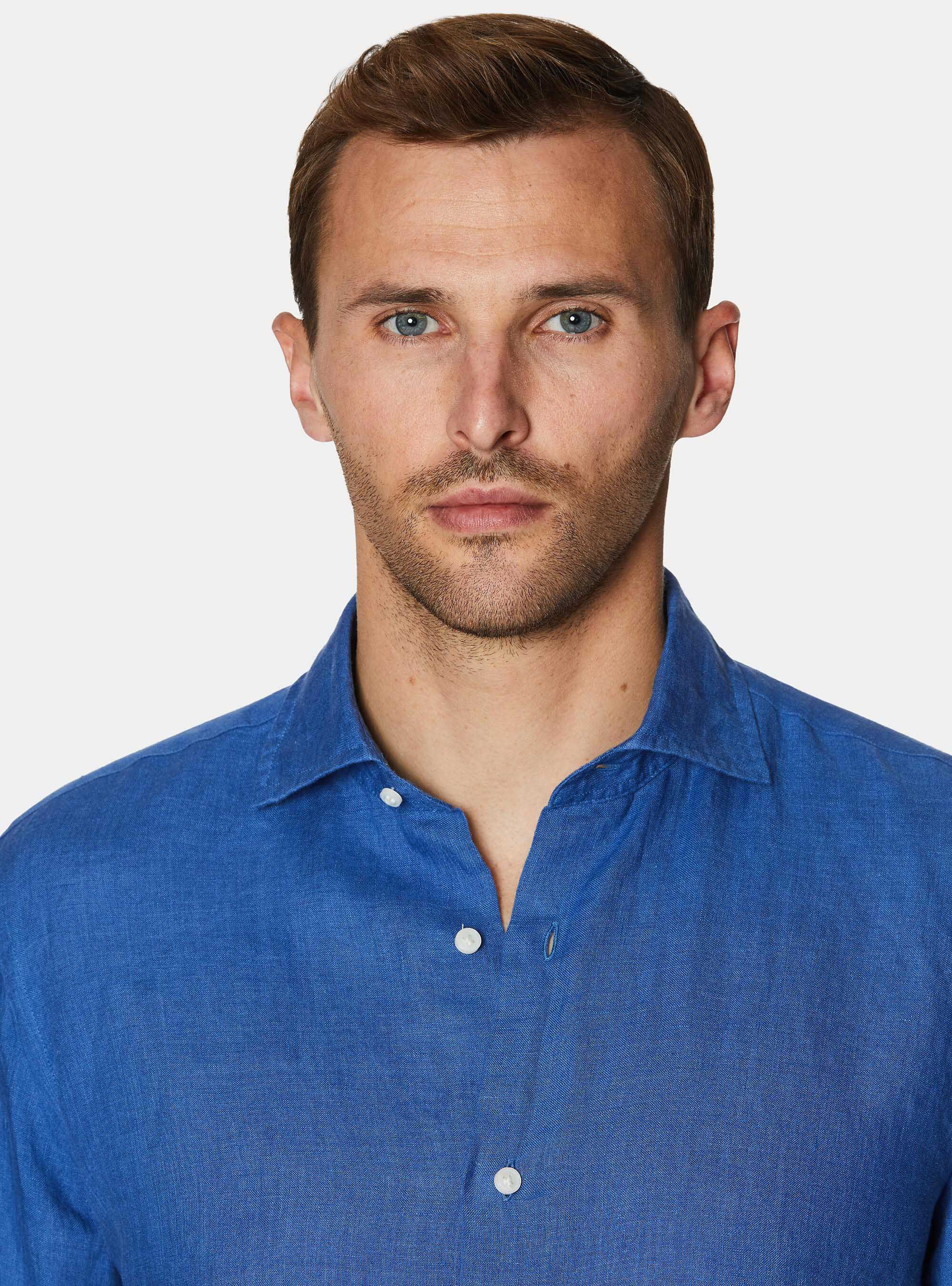 Pure linen shirt, BLUE