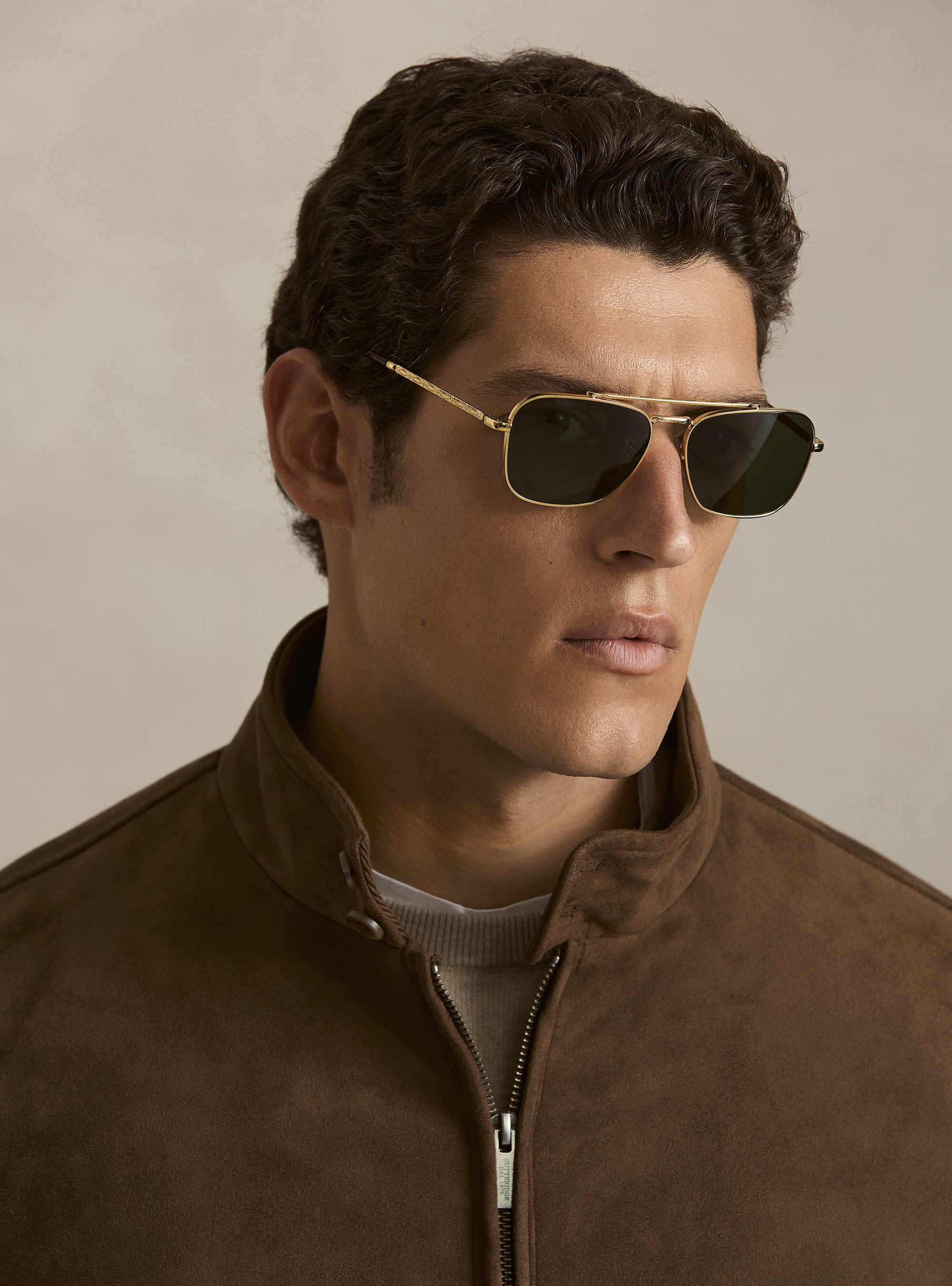 Suede-effect padded jacket, BROWN