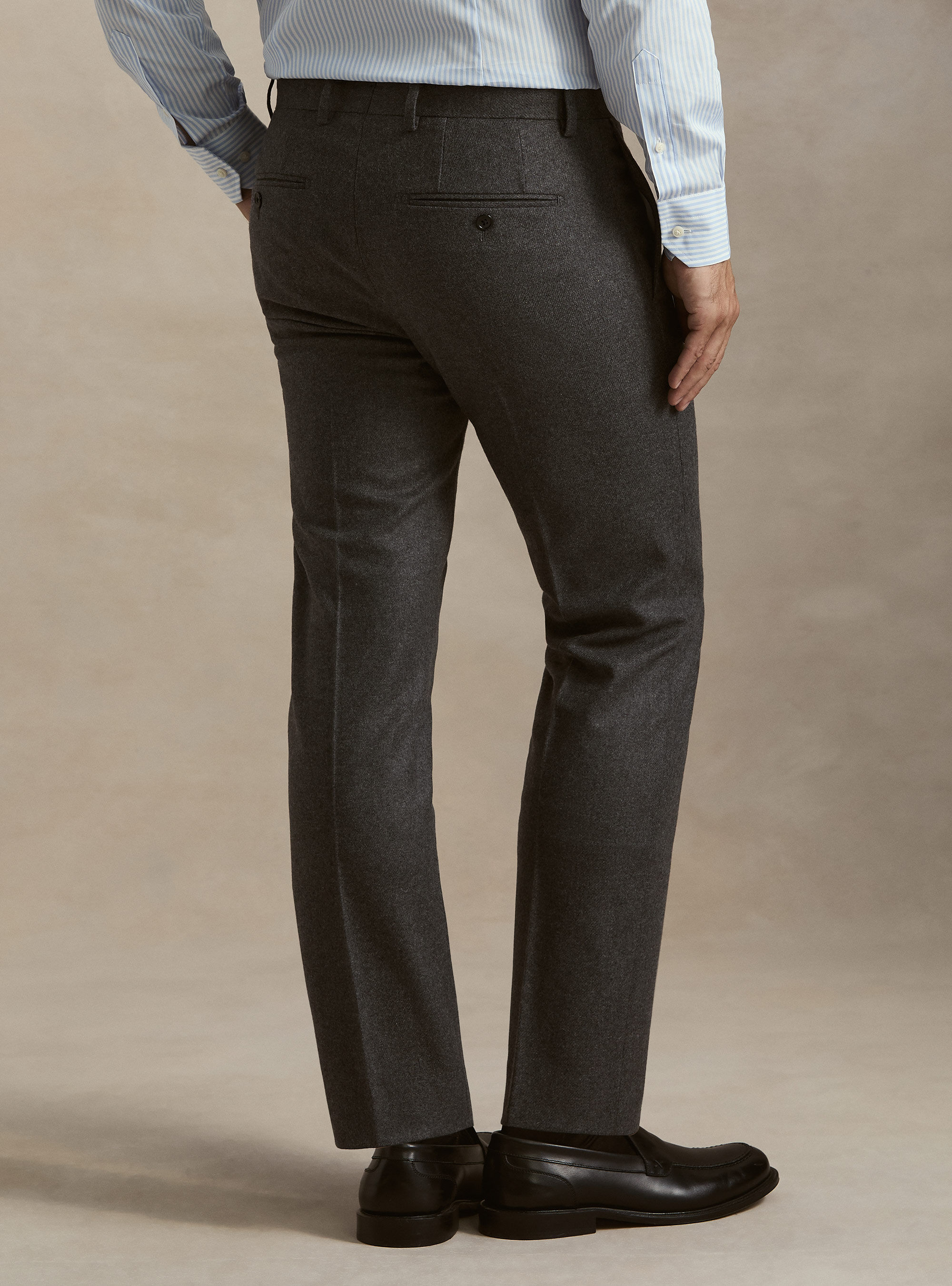 Wool blend flannel trousers, ASPHALT GREY
