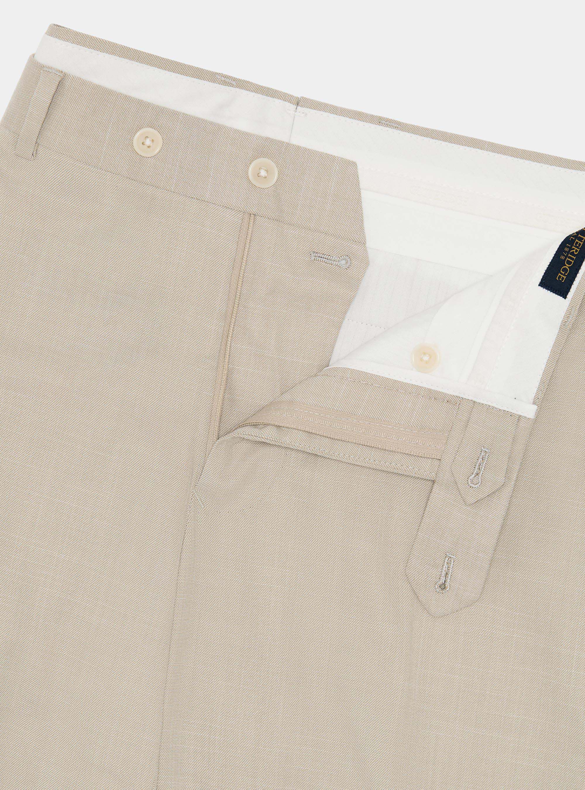 Pantaloni abito in tessuto fiammato, SABBIA