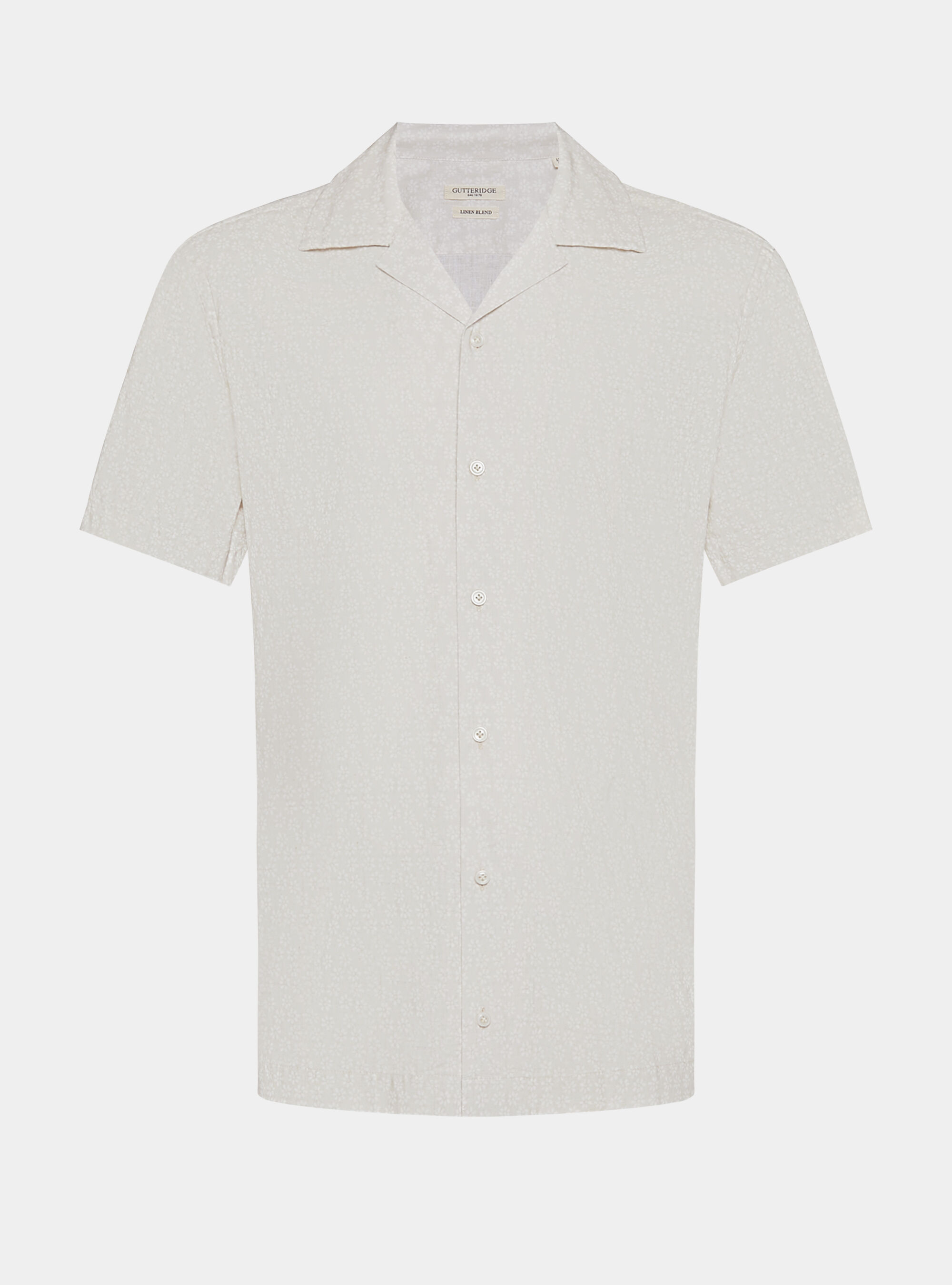 Camicia bowling in lino e cotone stampato, ECRU