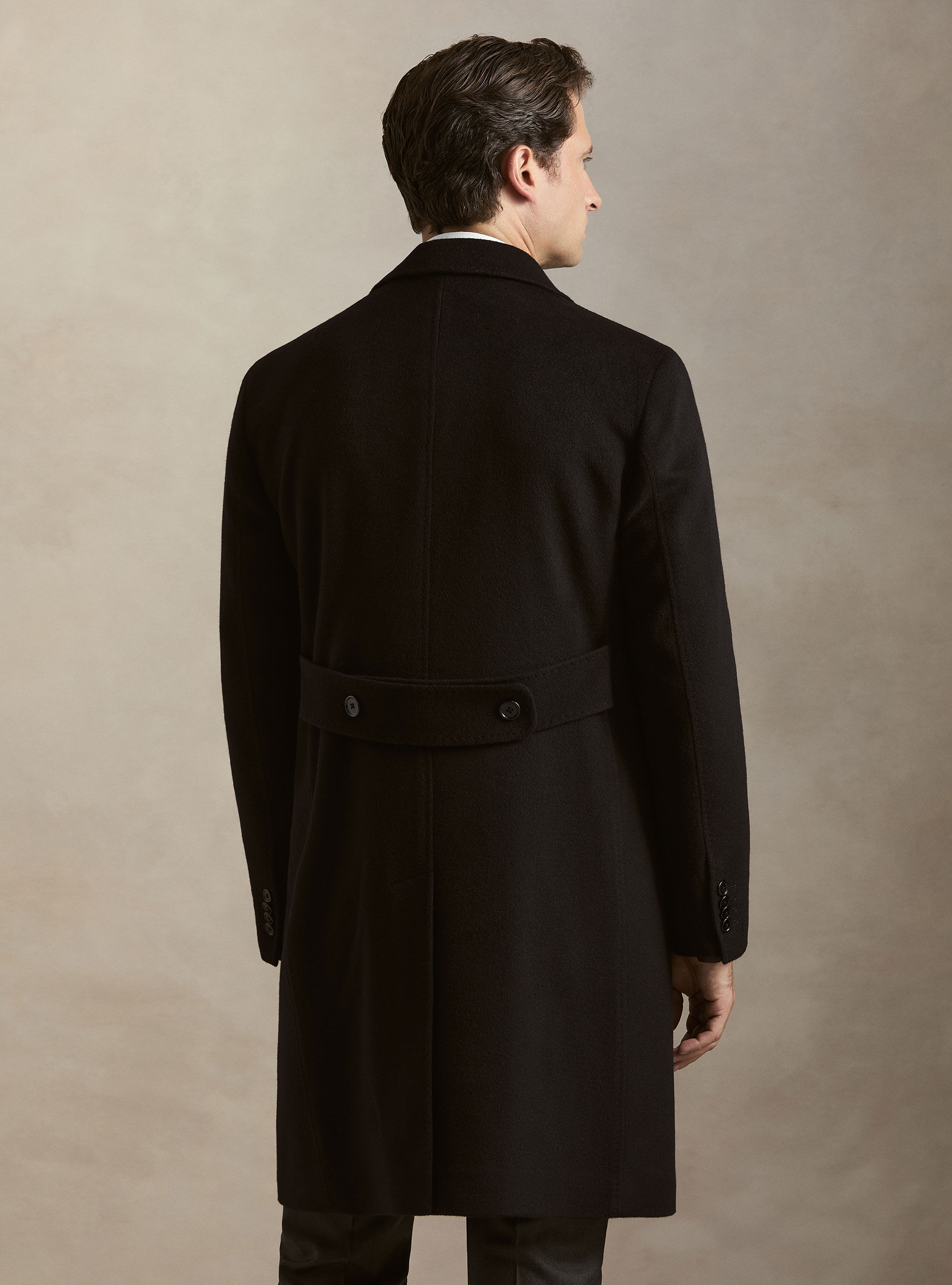 Double-breasted cashmere coat, NAVY BLUE