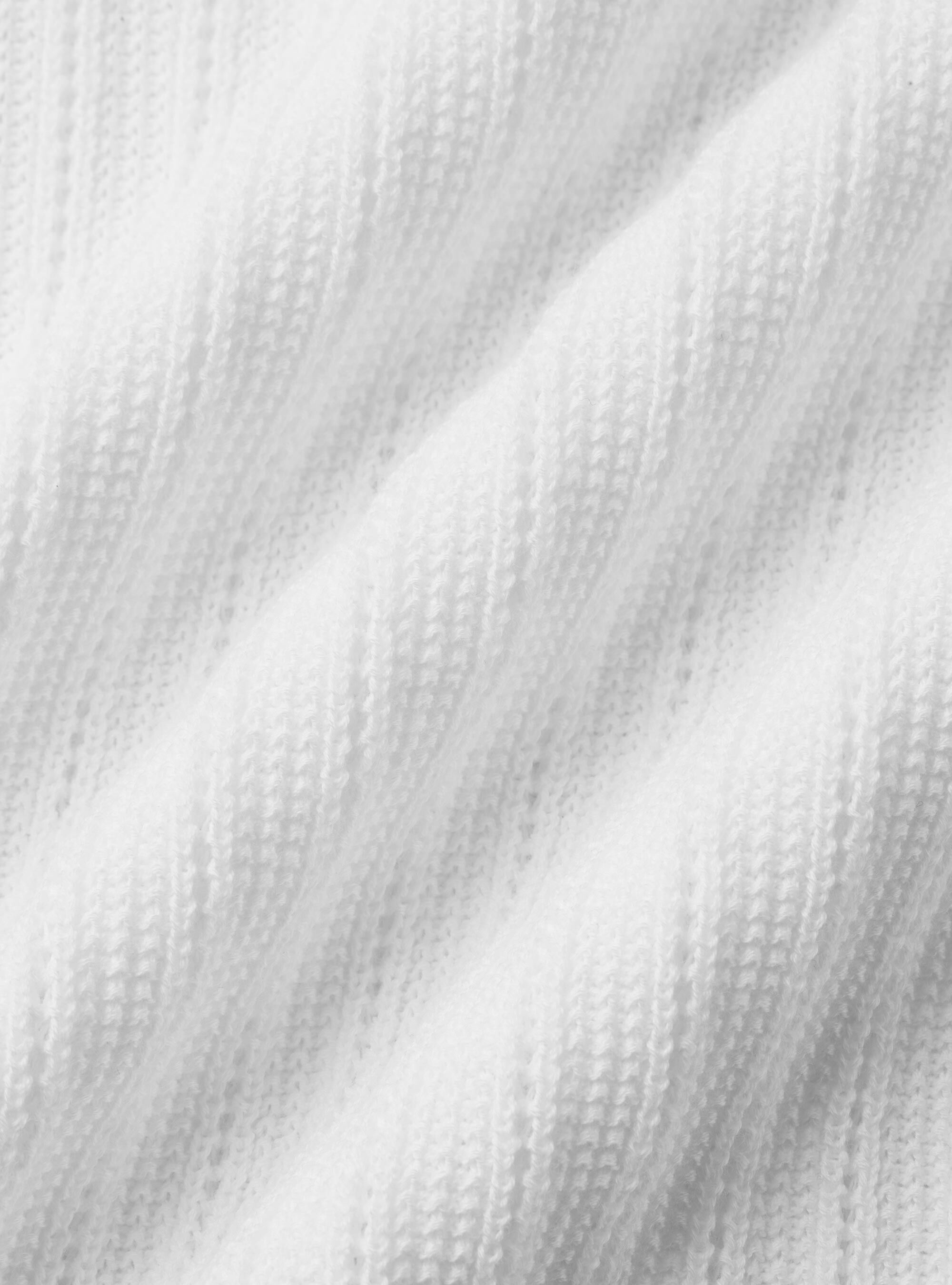 Polo in maglia traforata senza bottoni in cotone extrafine, BIANCO