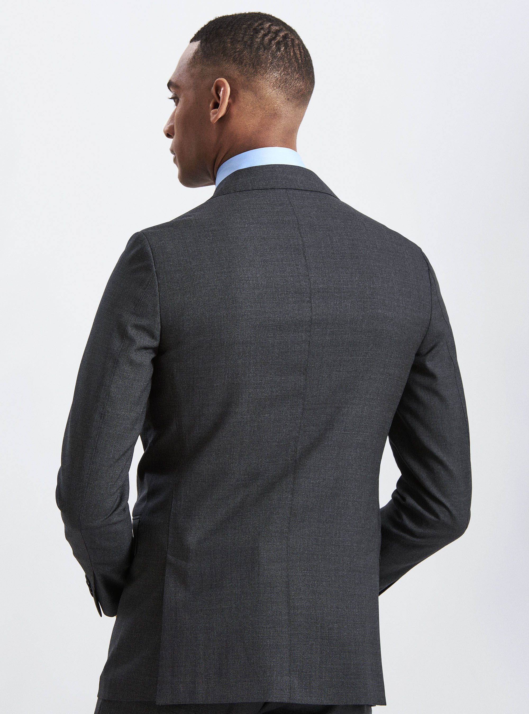 Giacca per abito in pura lana tessuto Vitale Barberis Canonico, ASFALTO