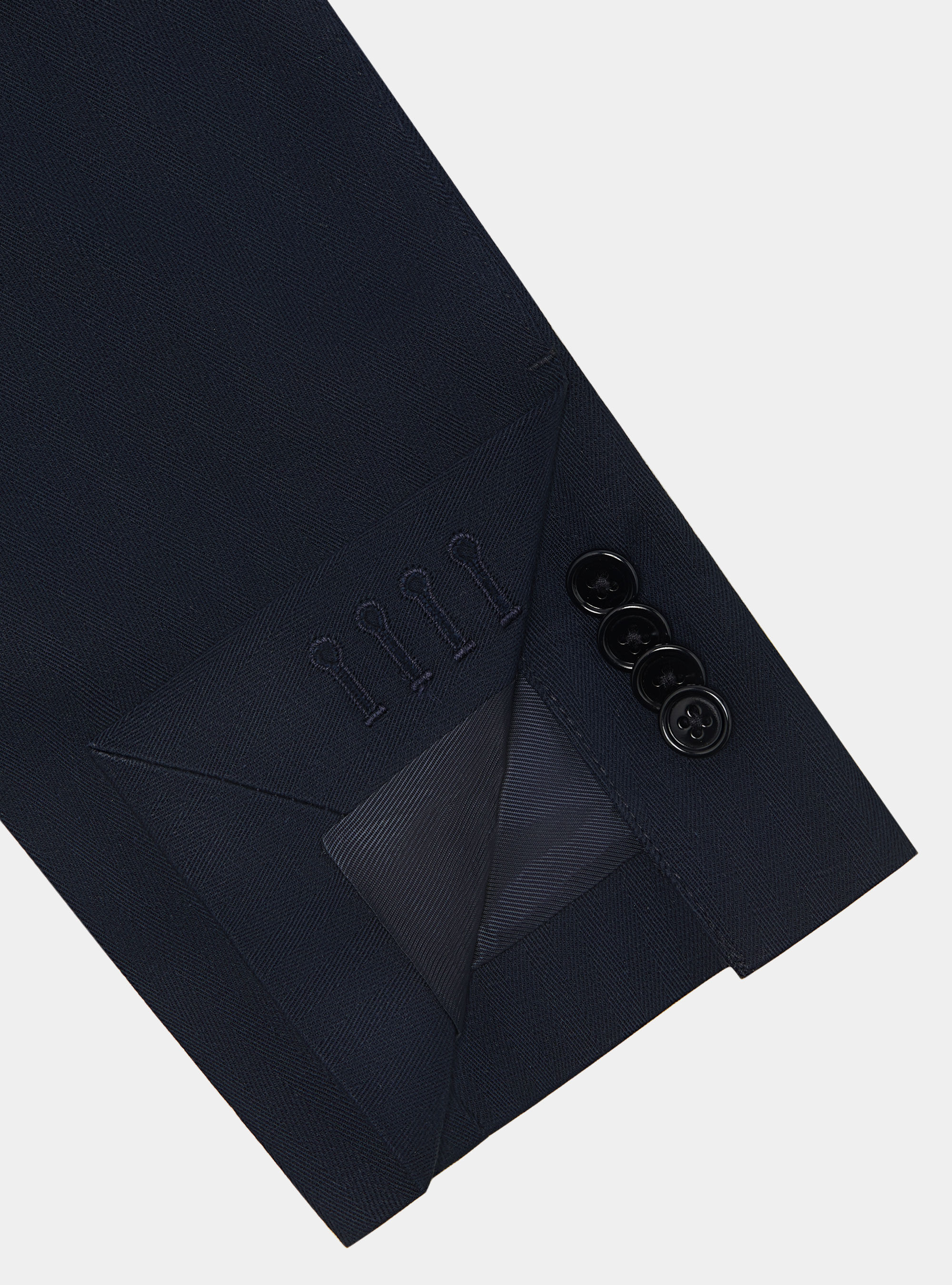 Giacca abito doppiopetto in cotone e lino, BLU NAVY