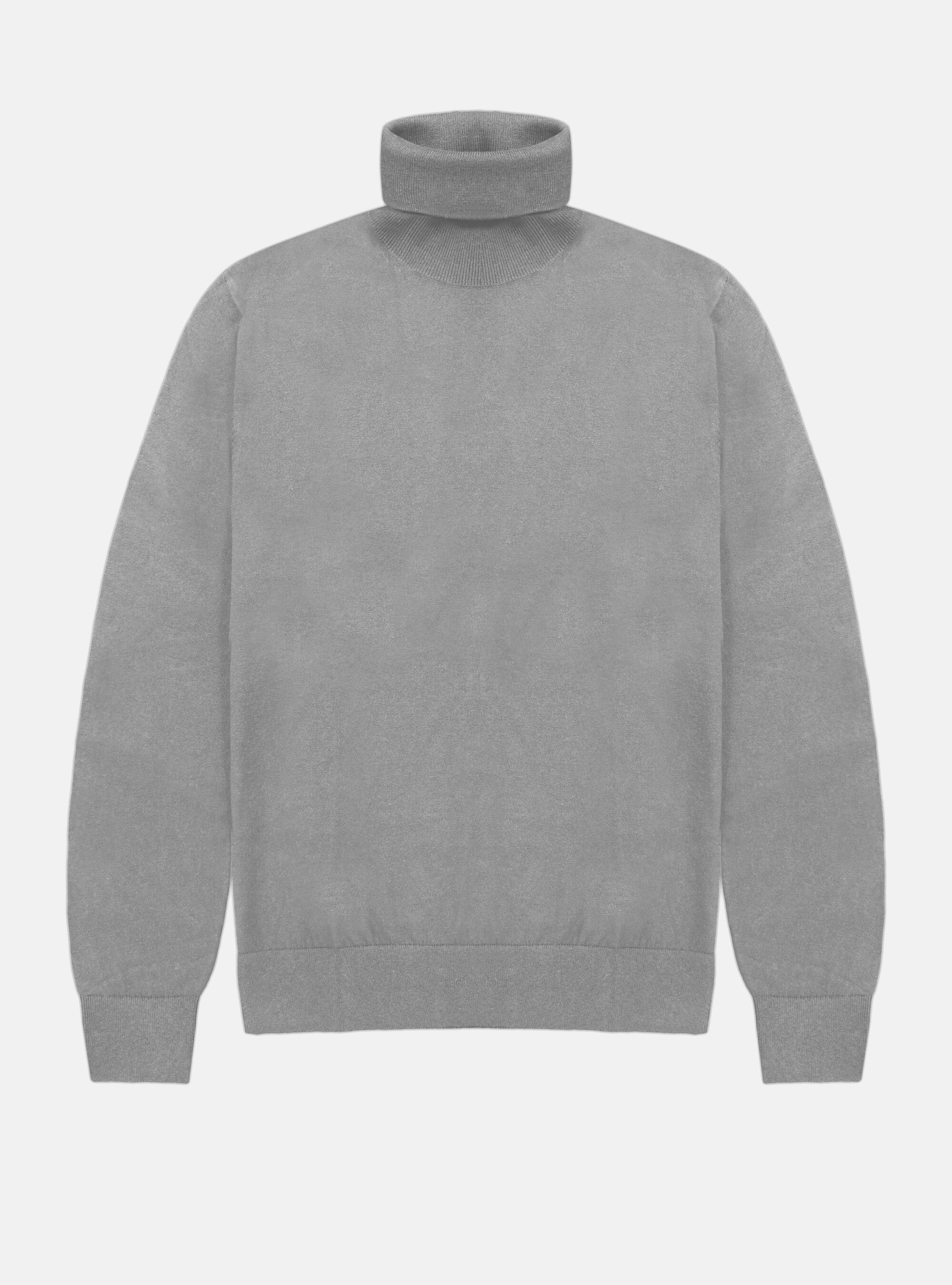 Maglia dolcevita in cotone seta e cashmere, GRIGIO CHIARO MELANGE