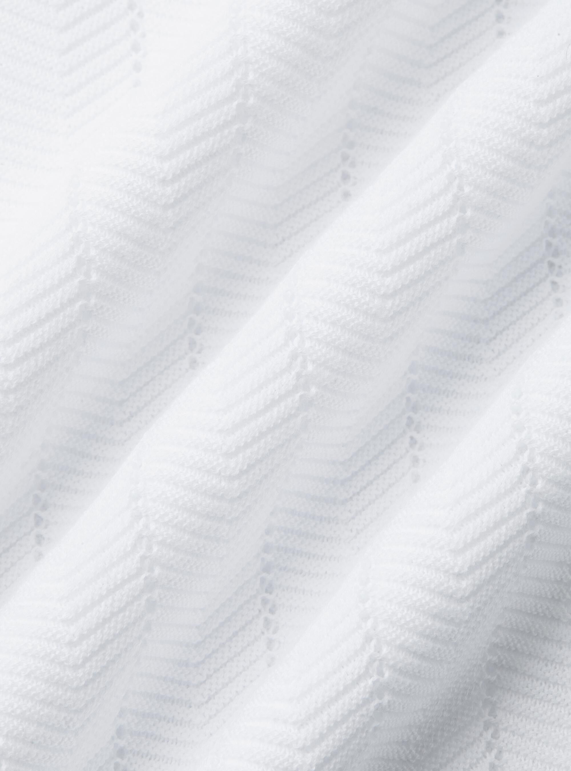 Polo traforata in cotone spigato, BIANCO