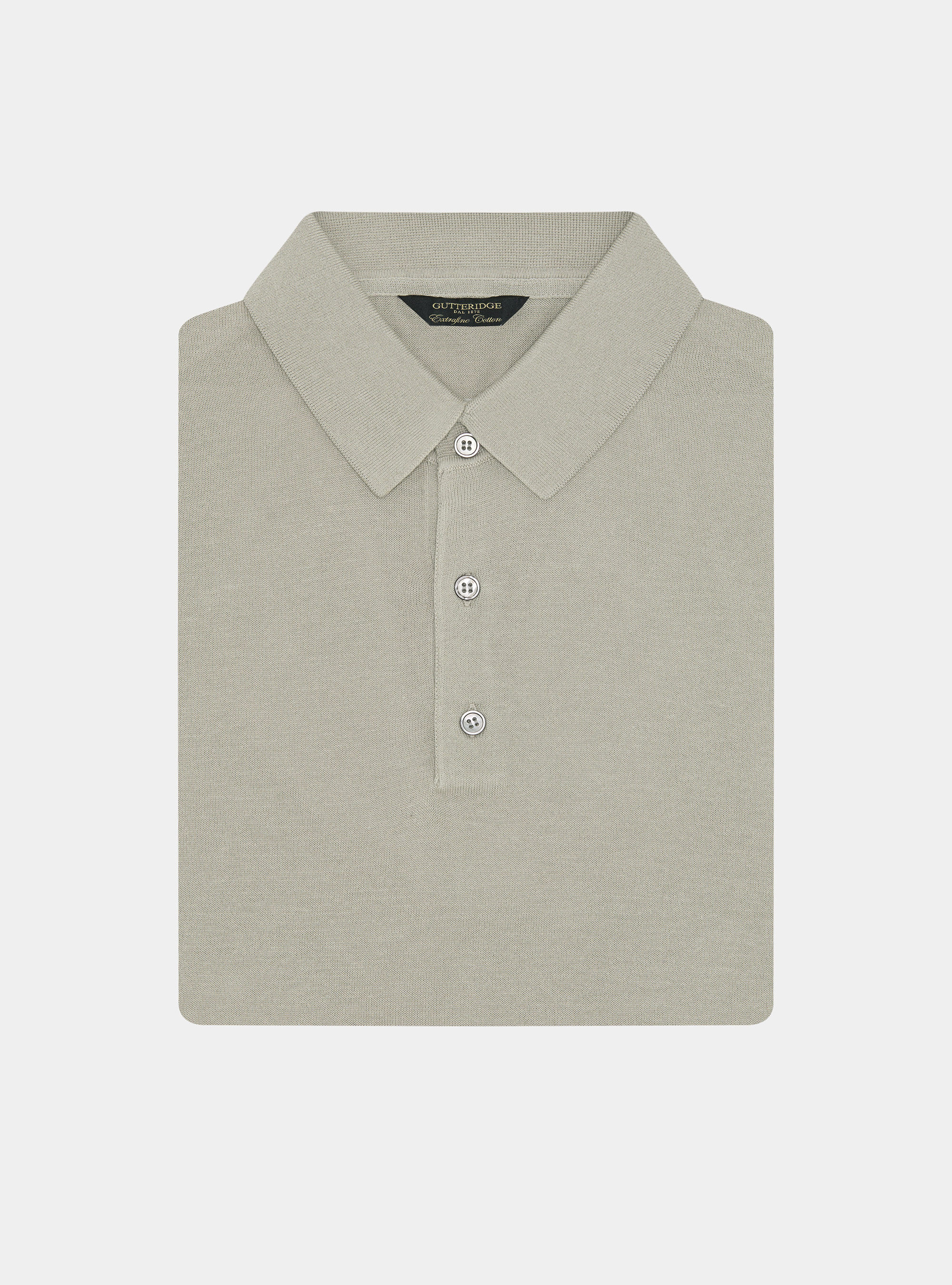 Extra-fine cotton knit polo shirt, SAND