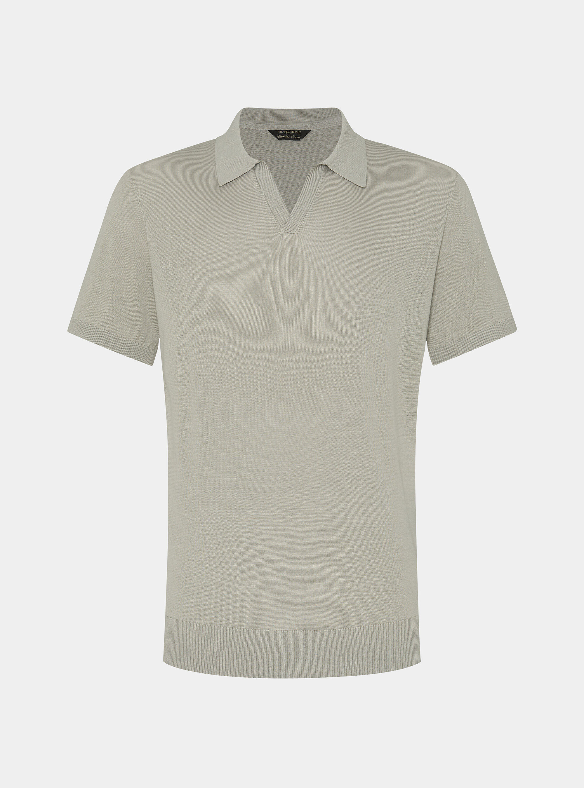 Polo tricot&eacute; sans boutons en coton extra-fin, SABLE