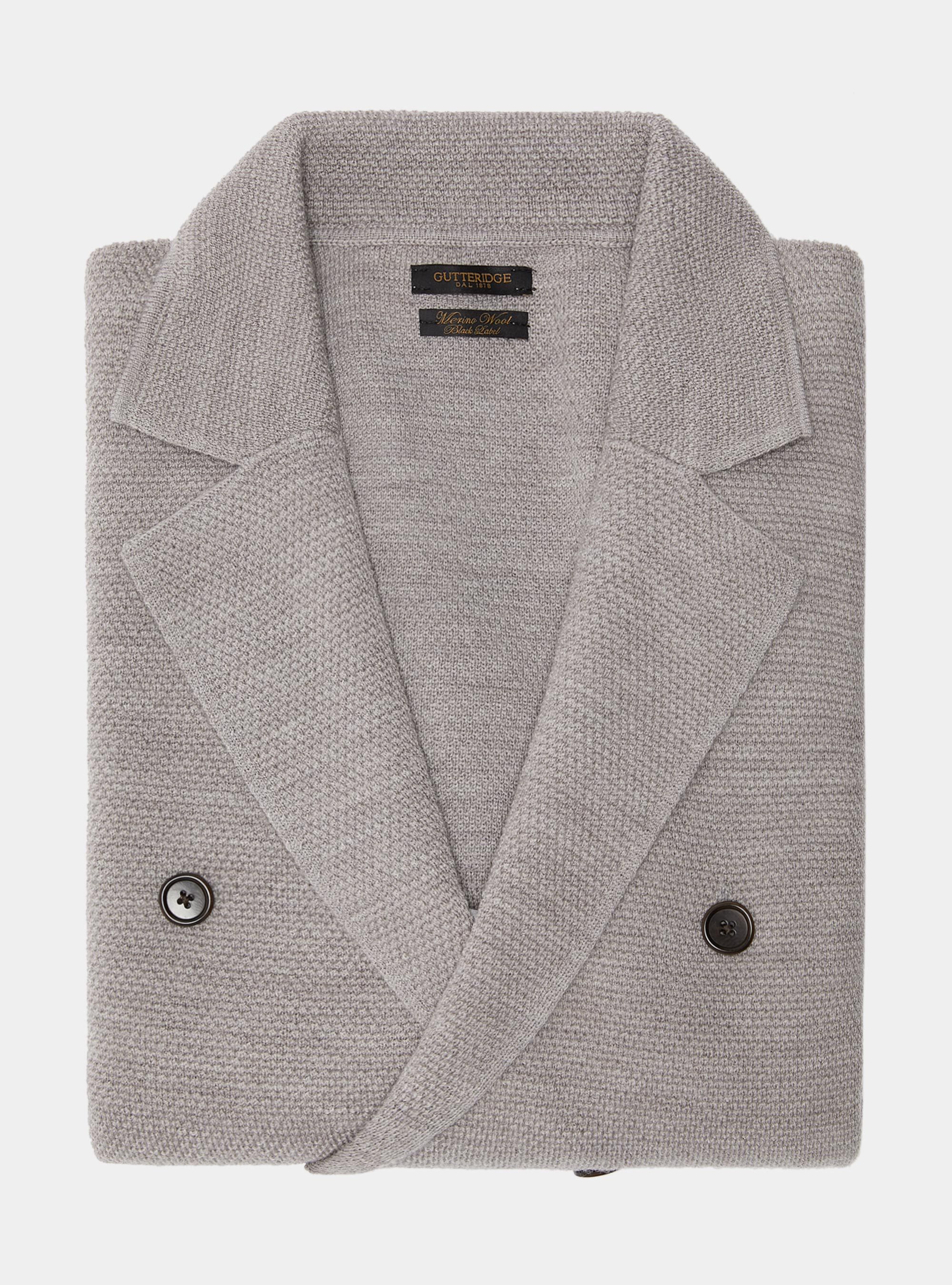 Double-breasted knitted blazer in pure wool | Gutteridge