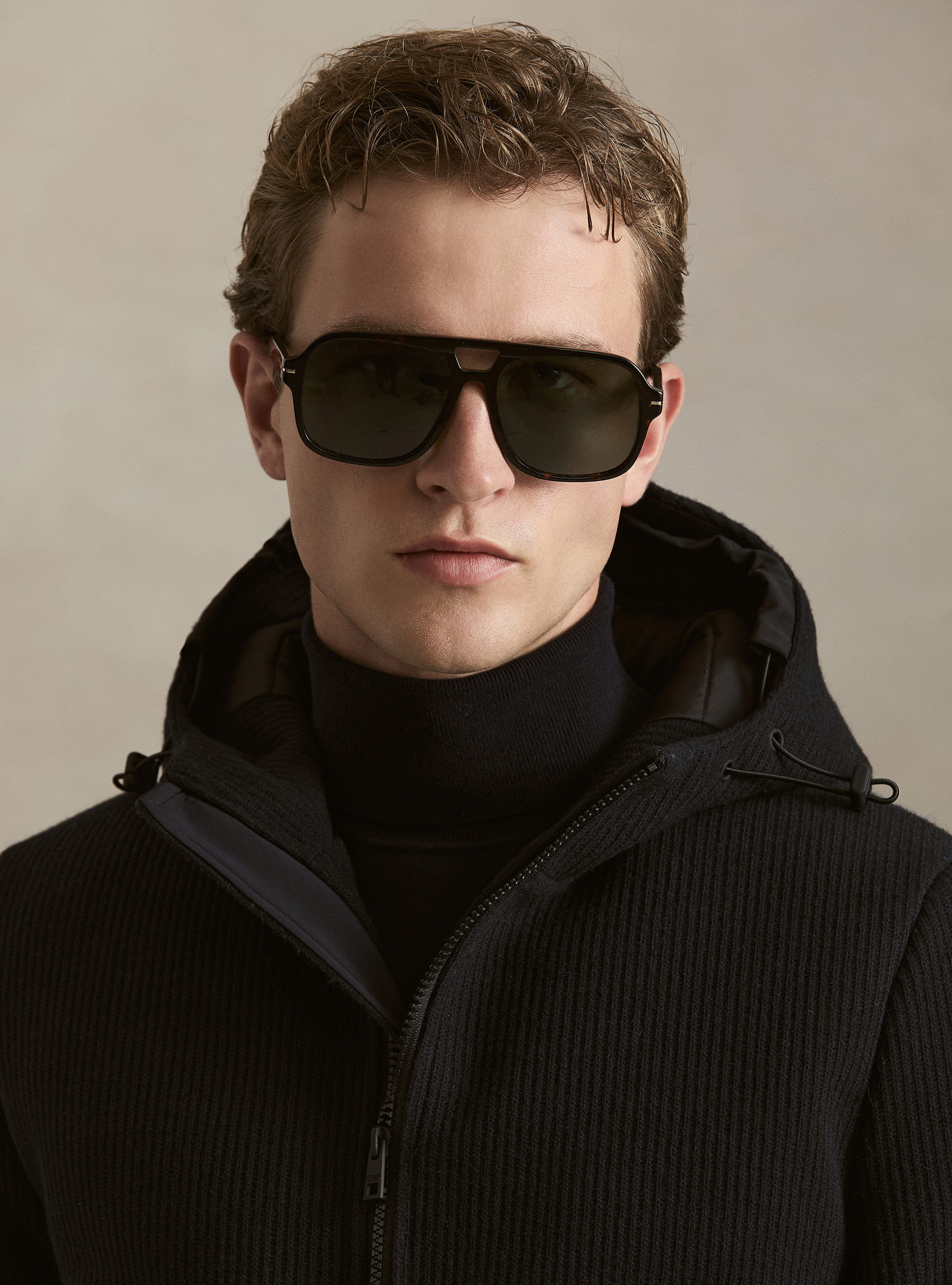 Ribbed hooded puffer jacket, NAVY BLUE