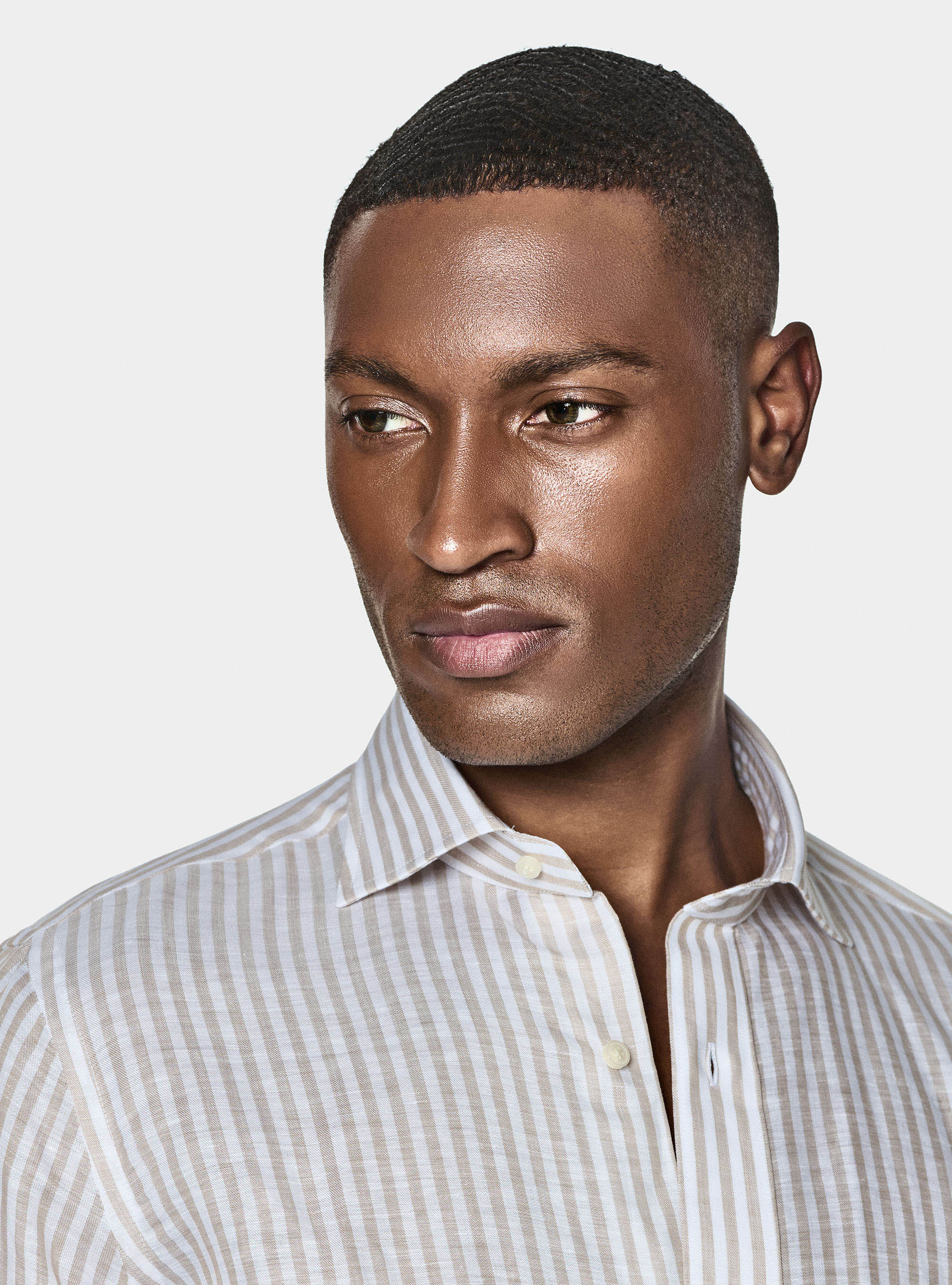 Linen blend striped shirt, SAND