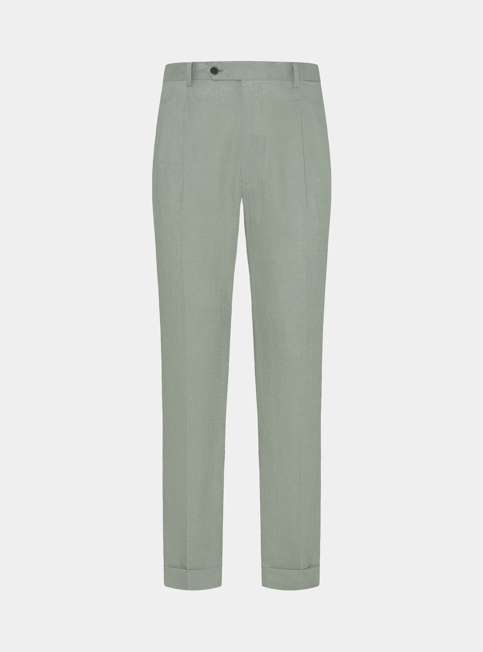Pantaloni con pince in puro lino, SALVIA 0602C