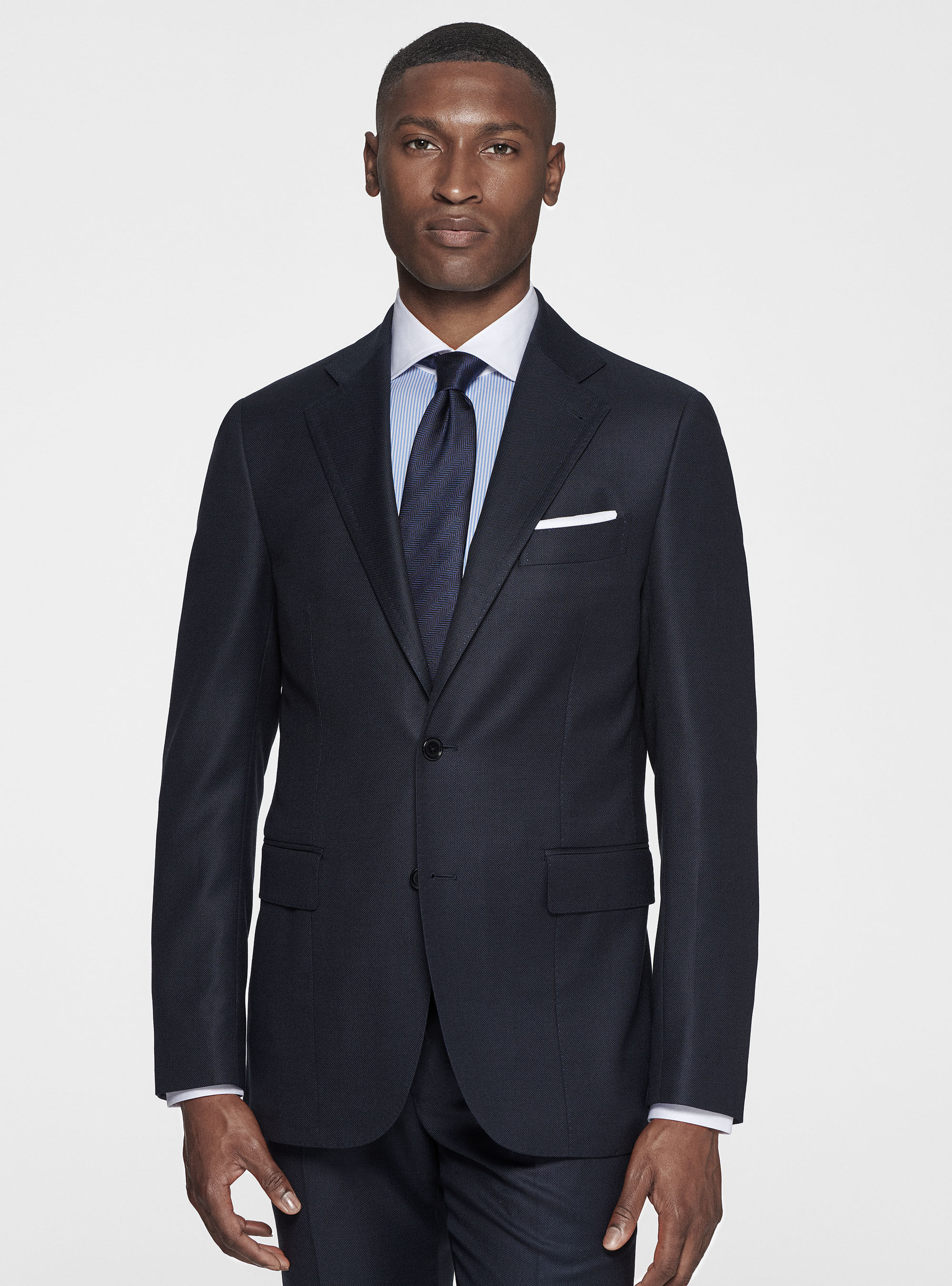 Dark grey tux with navy blue vest top