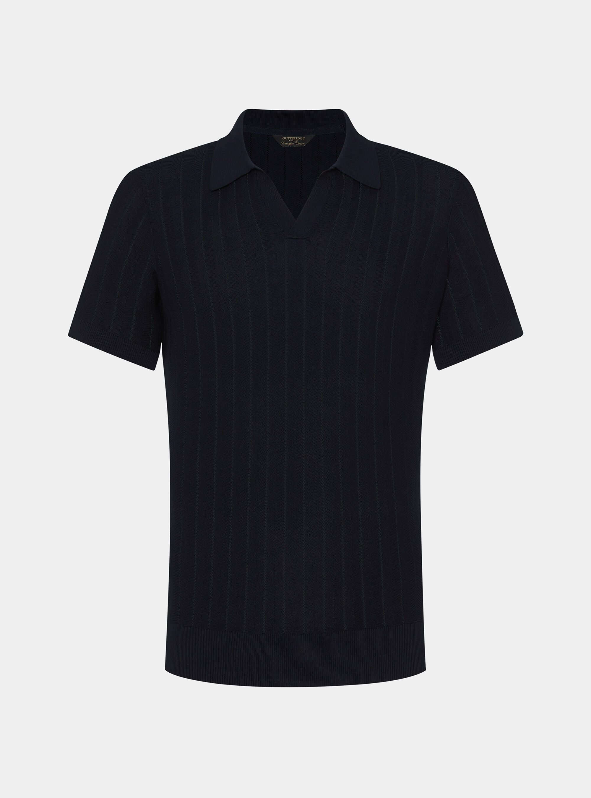 Polo traforata in cotone spigato, BLU NAVY