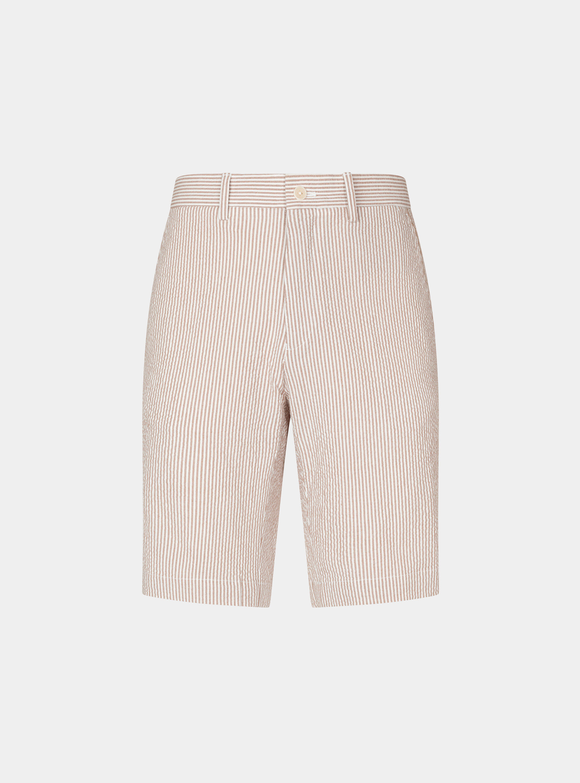 Bermuda rigato in cotone seersucker, ECRU