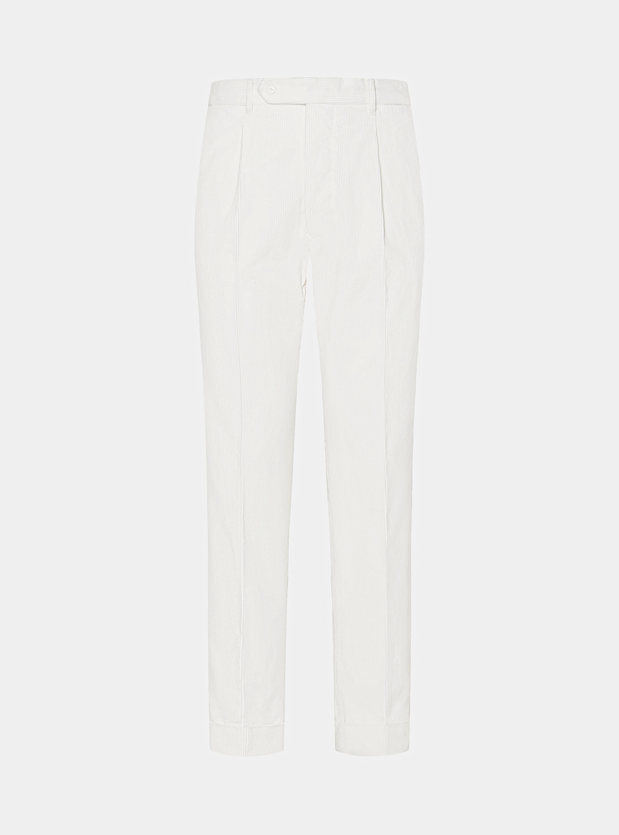 Pantaloni con pince in velluto, BIANCO