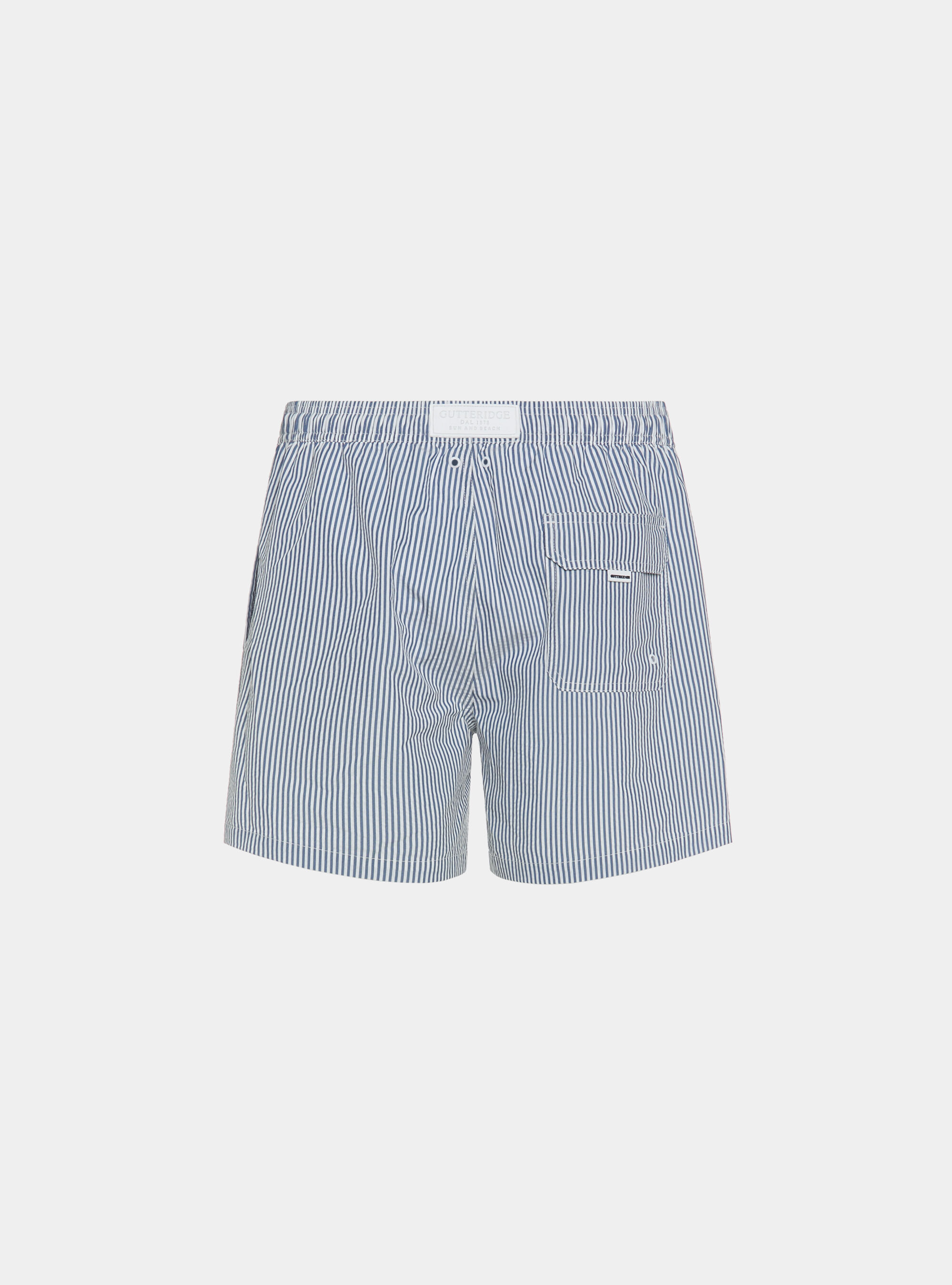 Costume da bagno in seersucker rigato, BLU