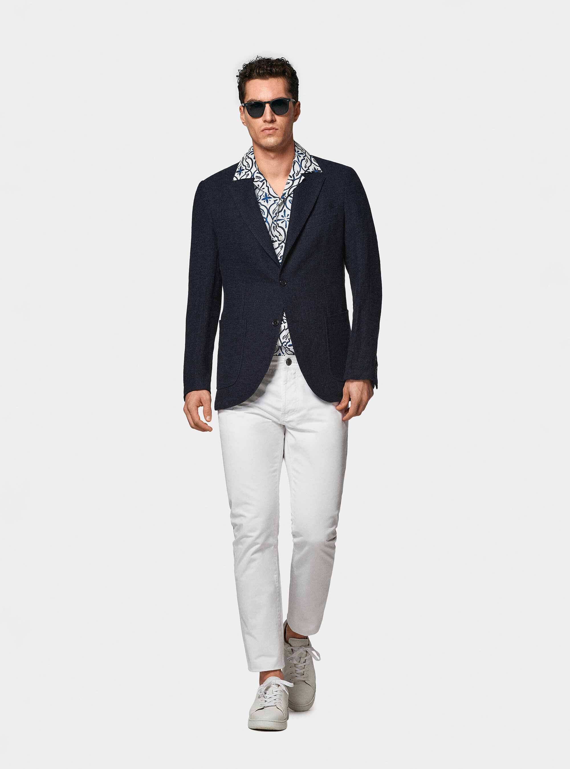 Giacca in lino crepe, BLU NAVY