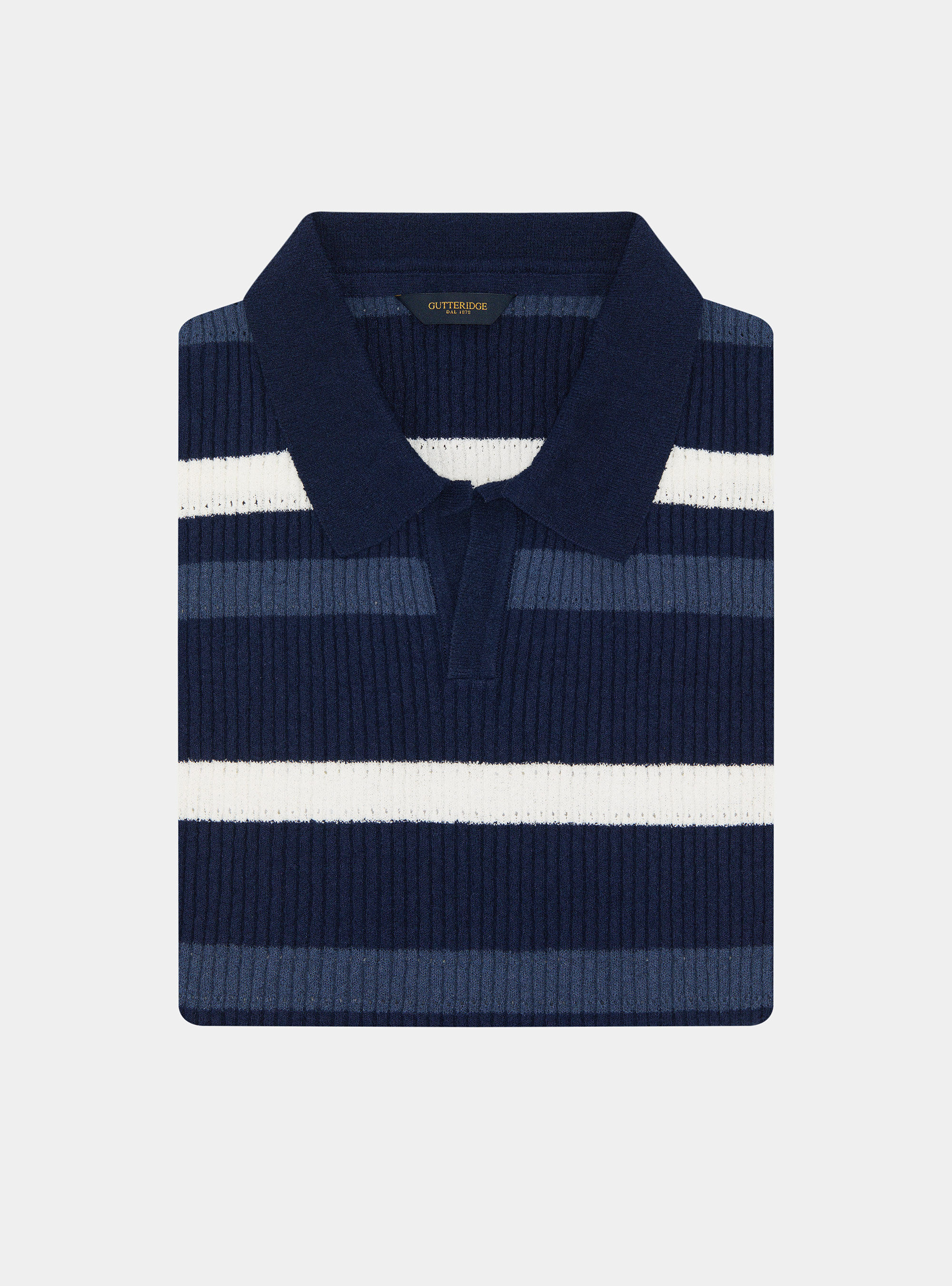 Polo rigata in maglia boucl&egrave;, BLU NAVY