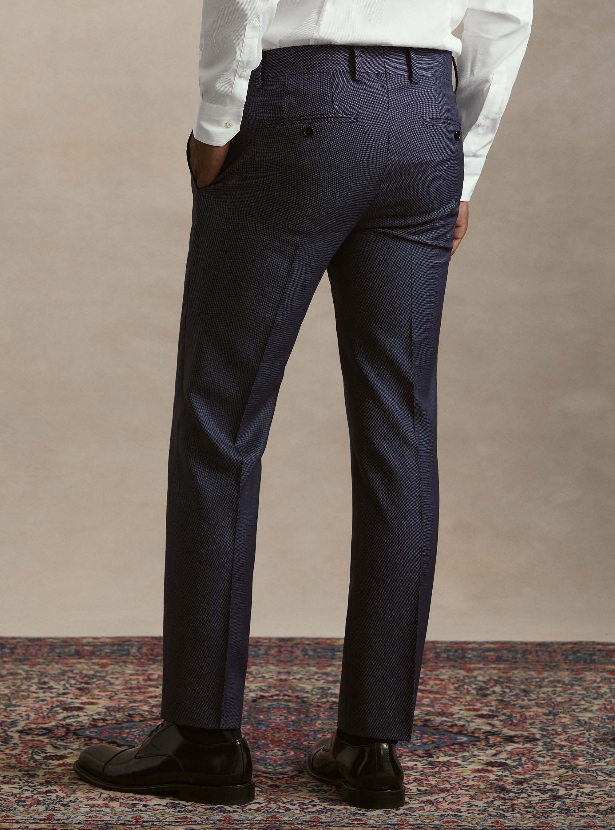 Pantaloni per abito in pura lana occhio di pernice Vitale Barberis Canonico, INCHIOSTRO