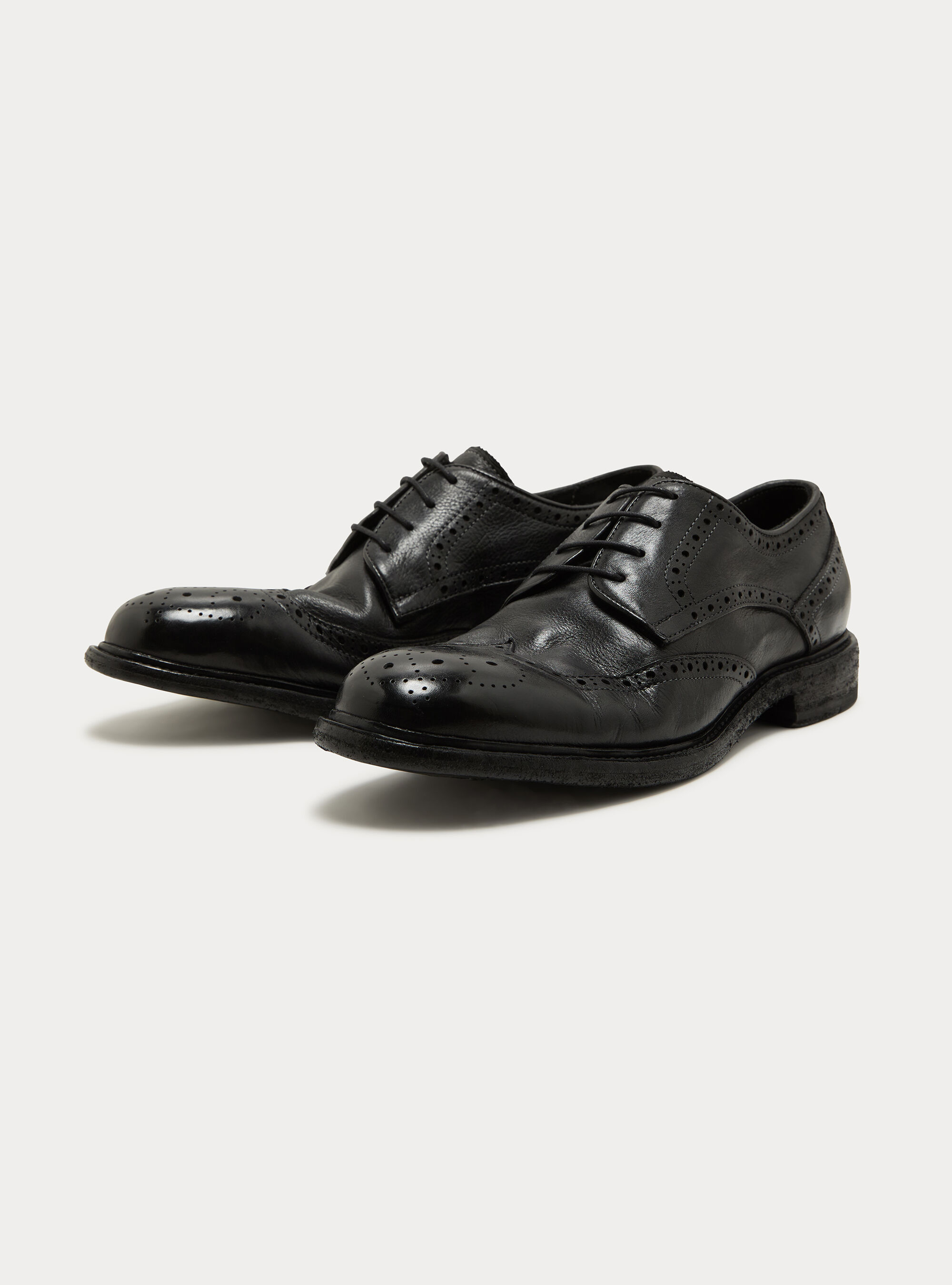 Textured Leather Lace-Up Derby Shoes