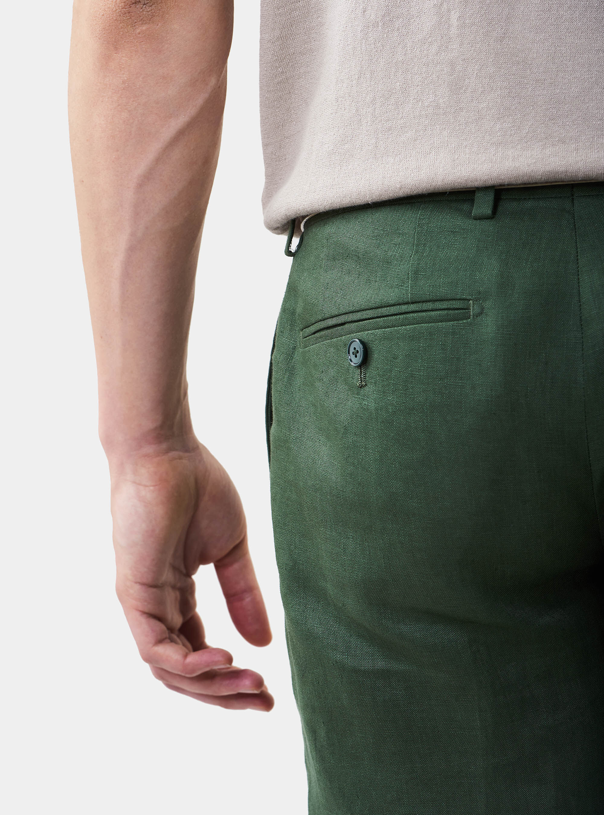Pure Linen Suit Trousers, GREEN