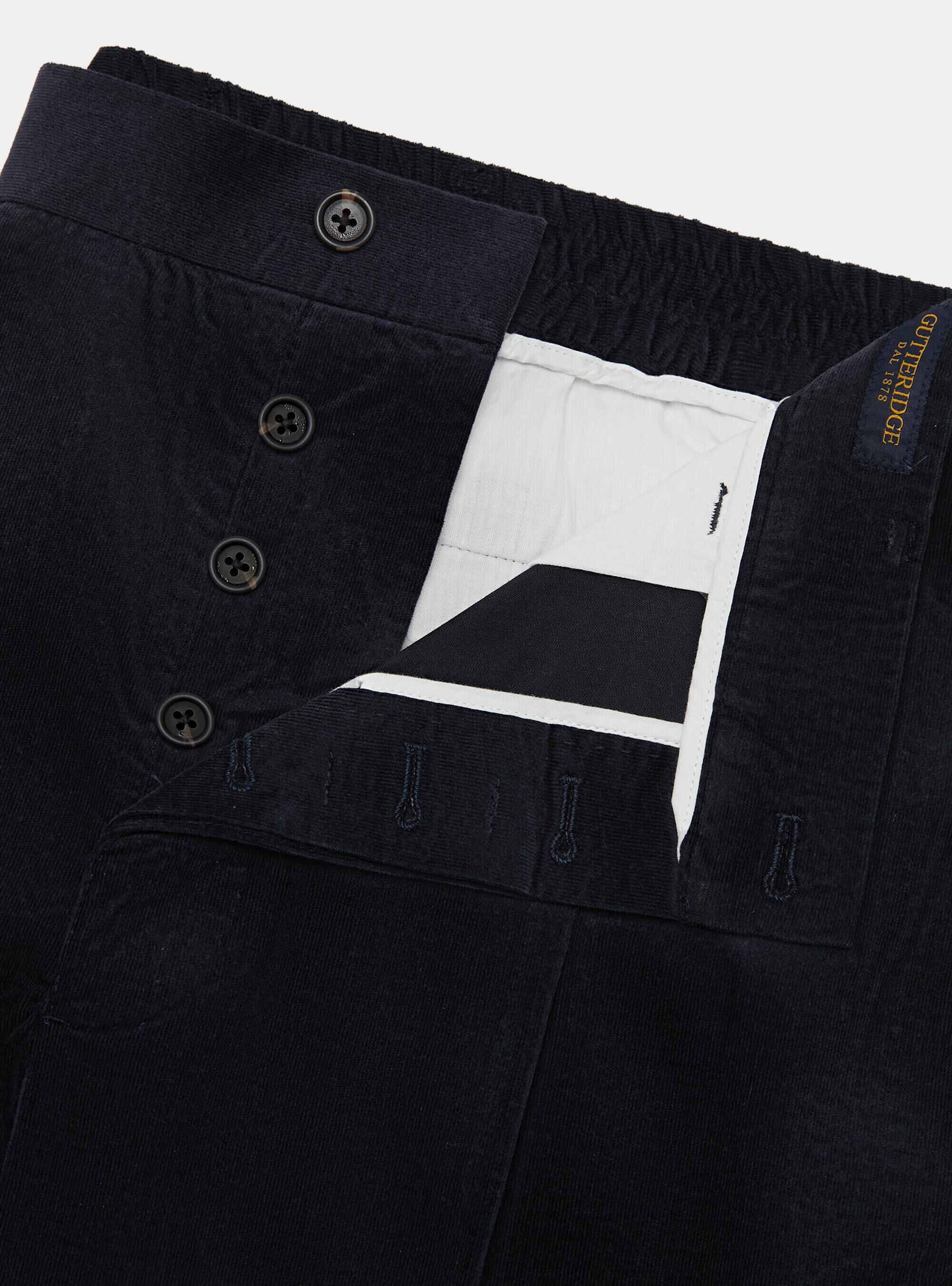 Pantaloni con elastico in velluto millerighe, BLU NAVY