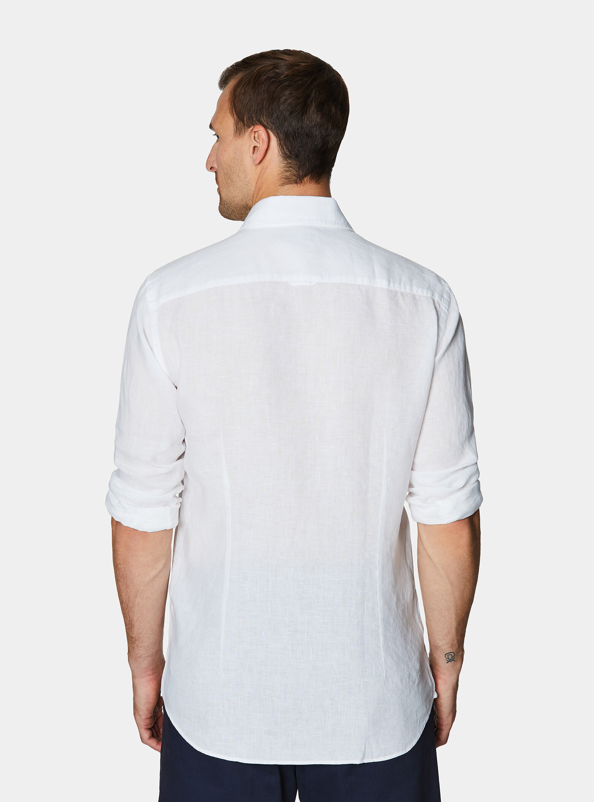 Camicia in puro lino, BIANCO