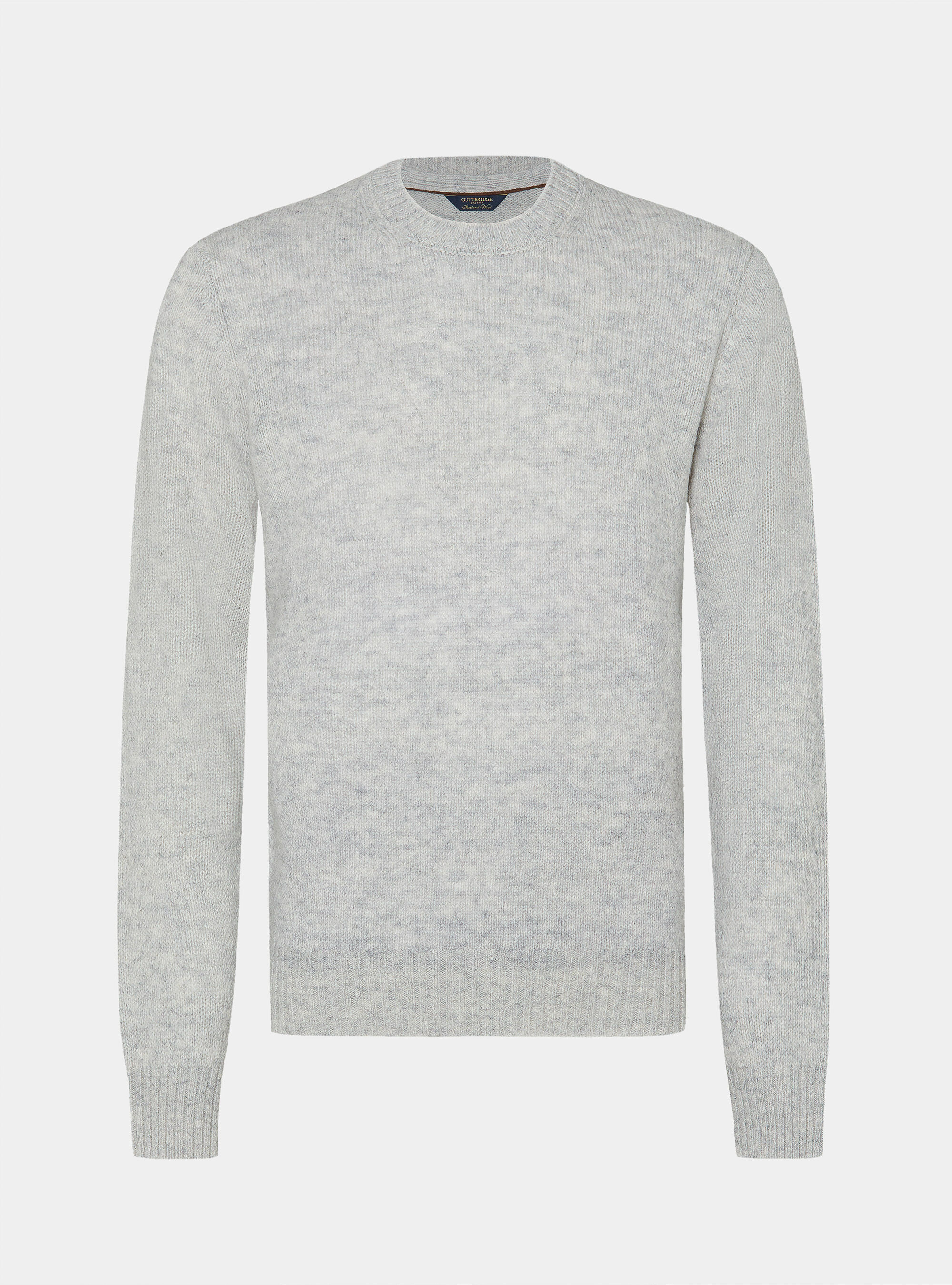 Pure Shetland wool crewneck sweater, LIGHT GREY MELANGE