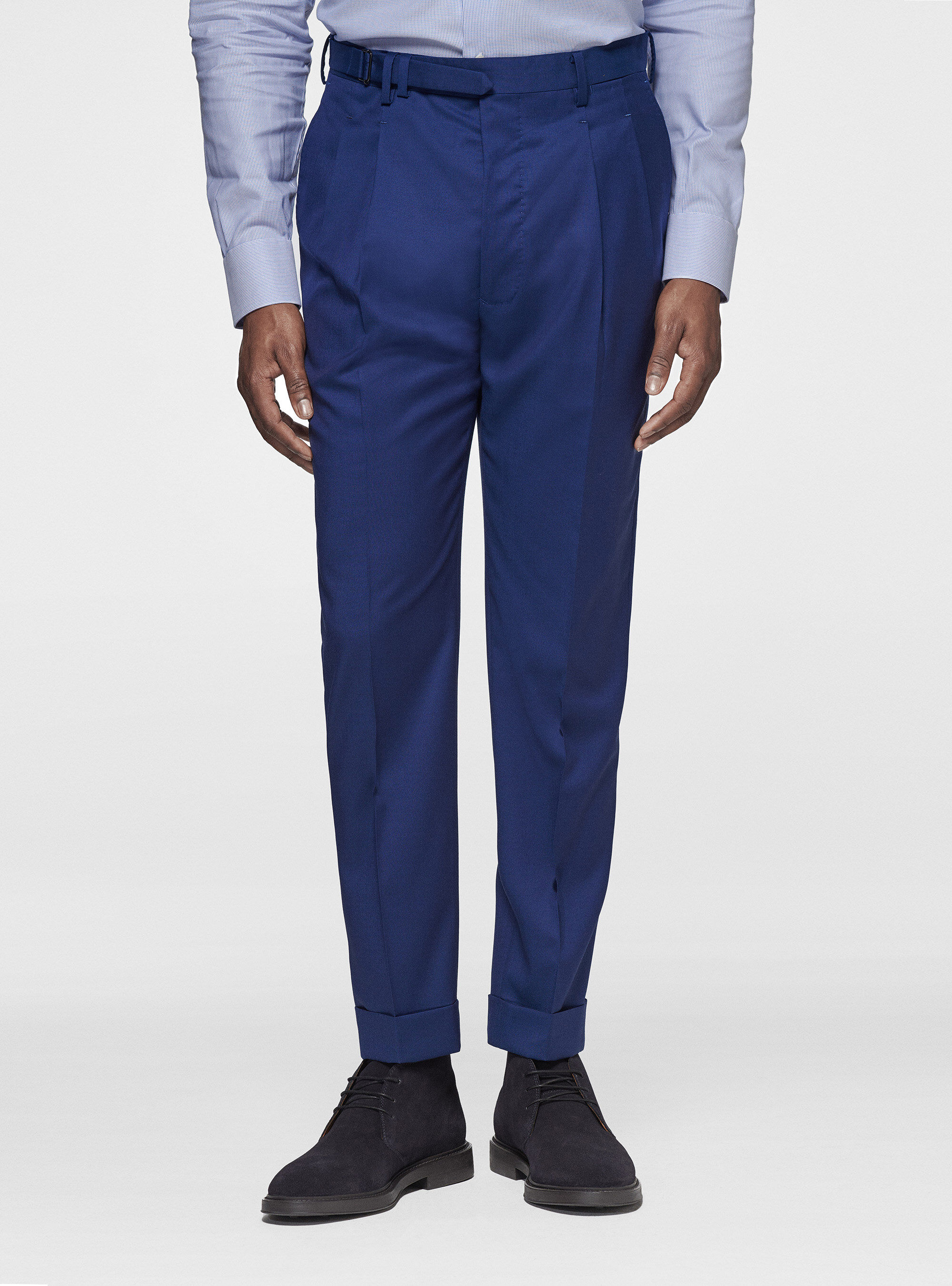 Pantaloni doppia pince in pura lana Reda