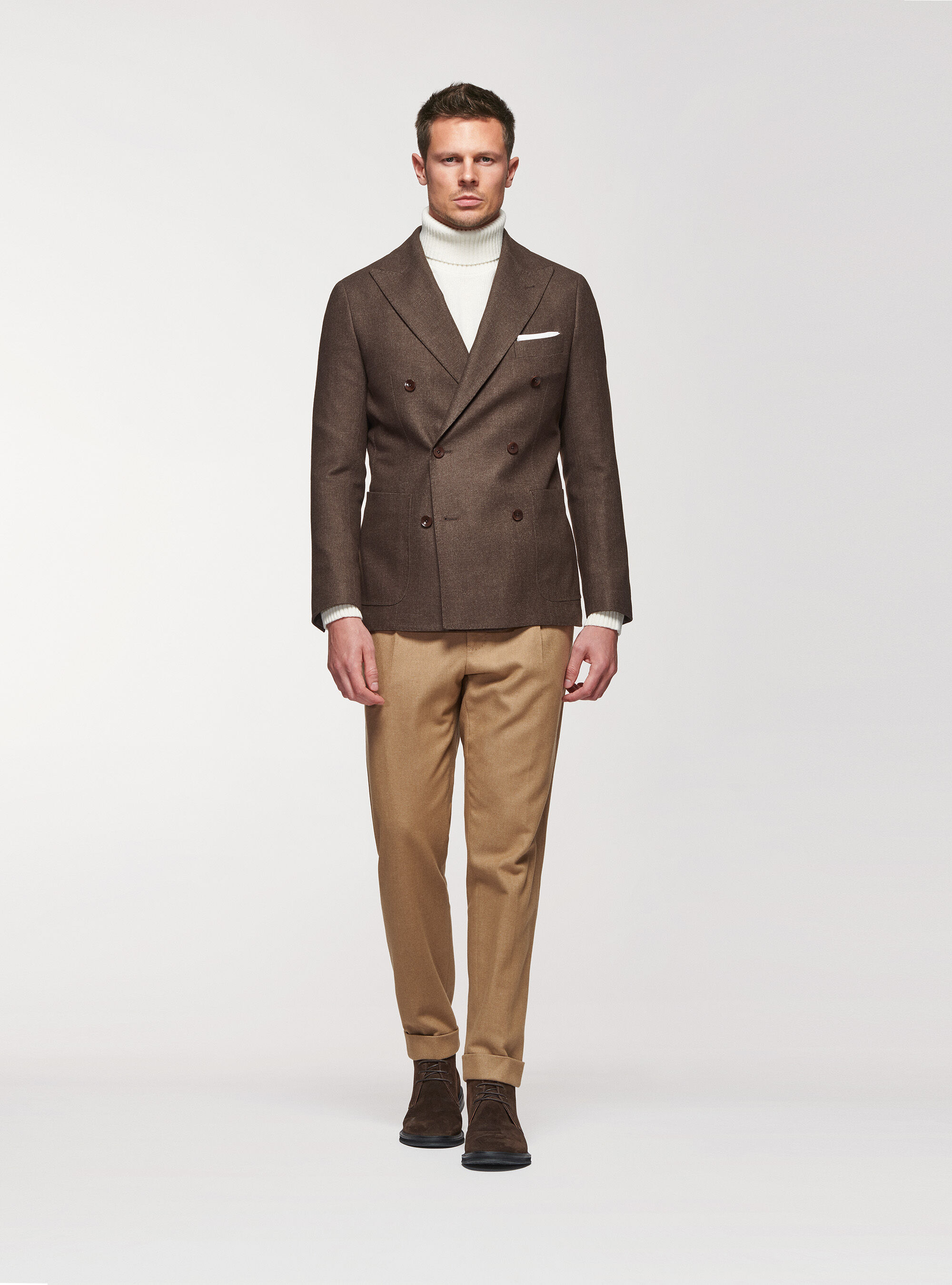 Duemilagori wool-blend double-breasted blazer, BROWN