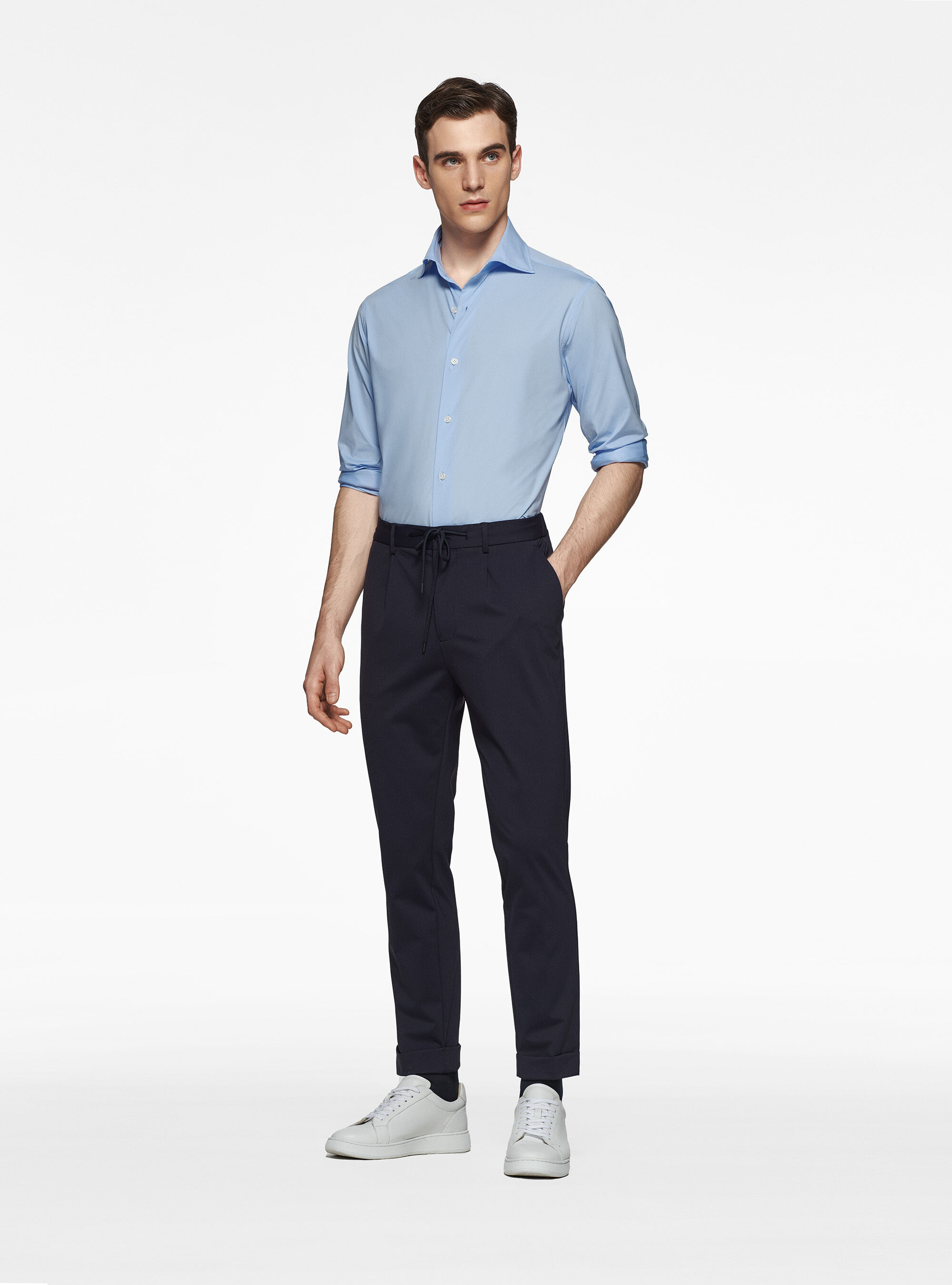 Camicia GT01 in jersey stretch, AZZURRO