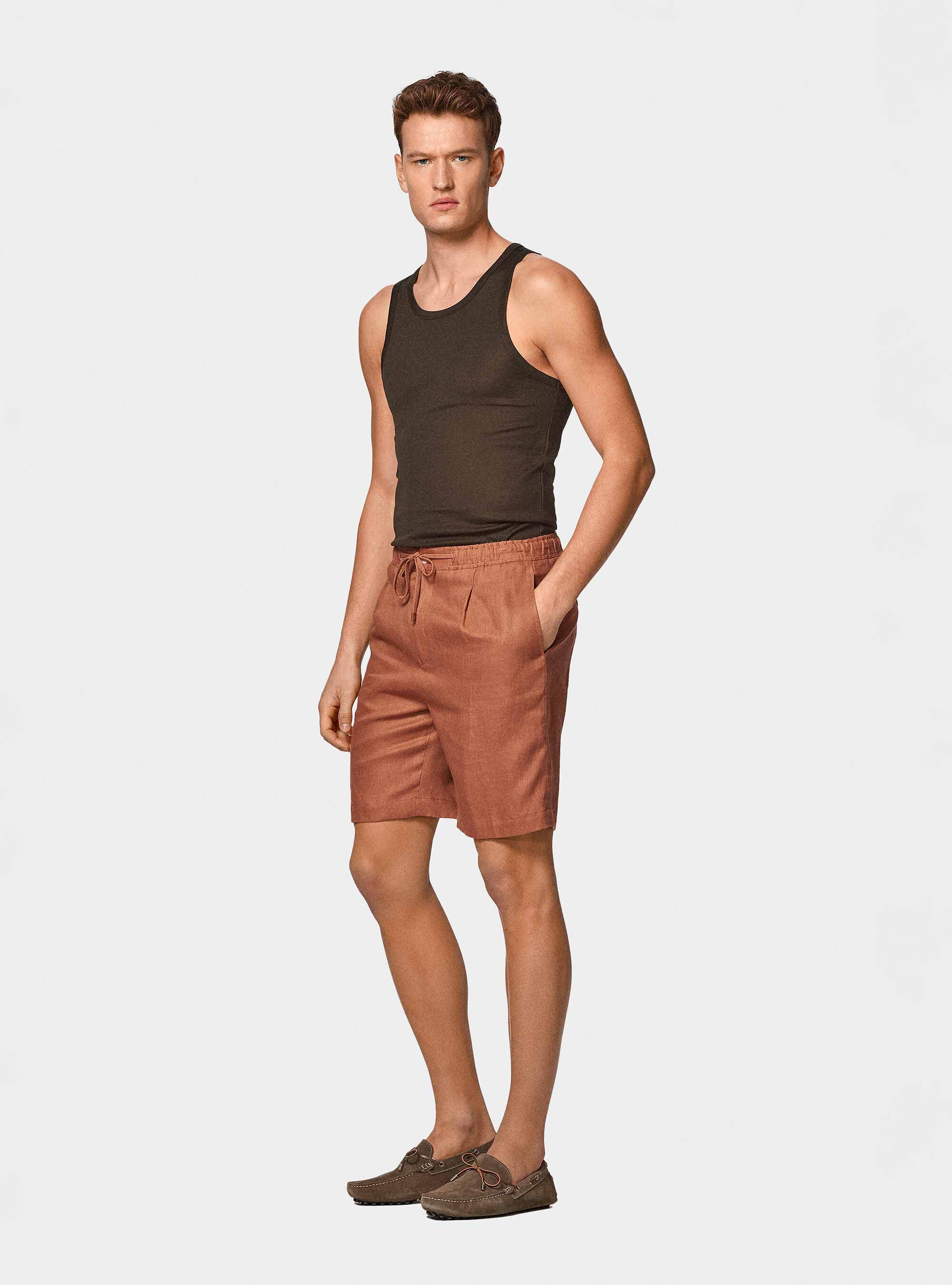 Cotton thread tank top, BROWN