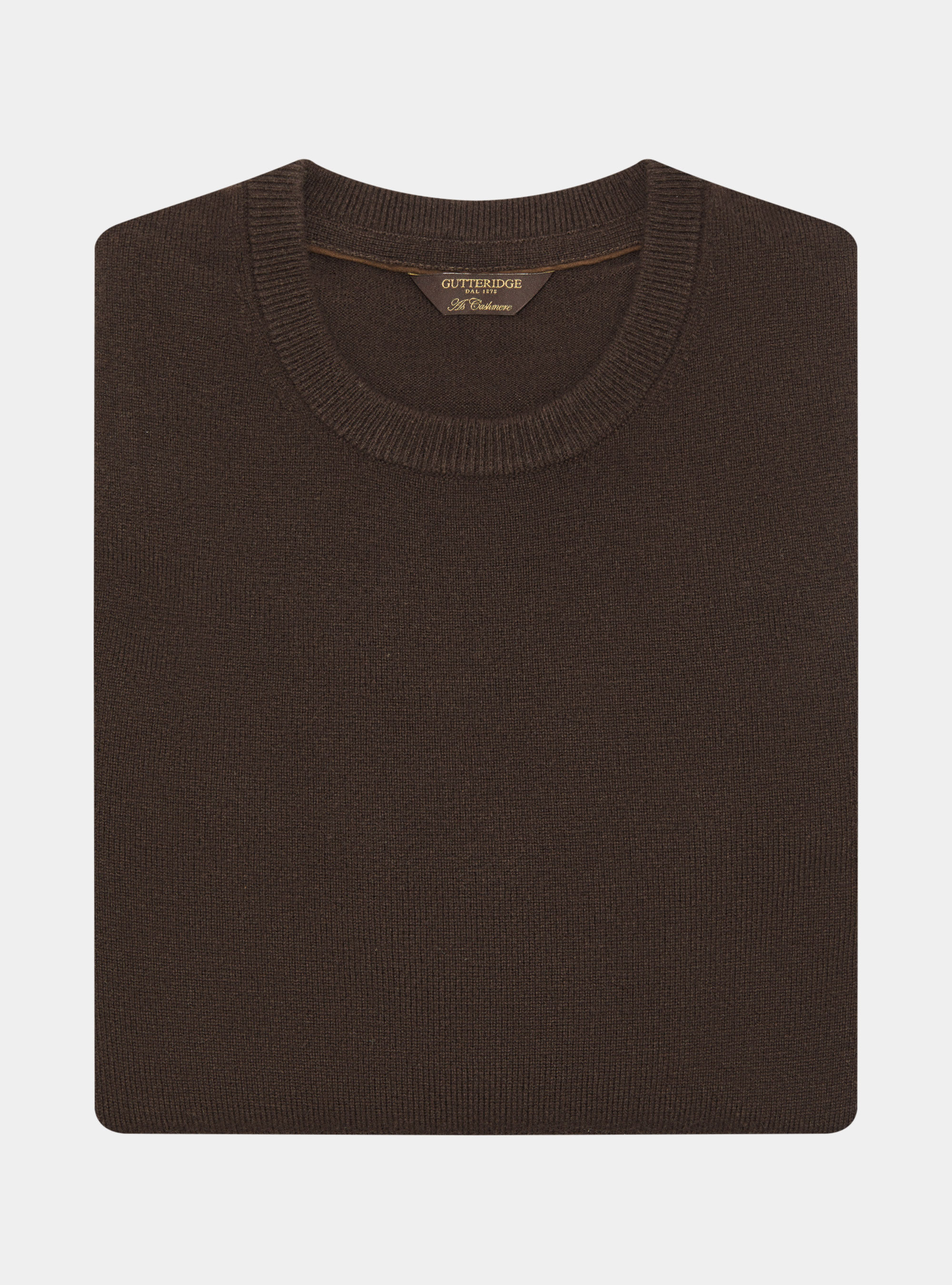 Lambswool and cashmere crewneck sweater, BROWN