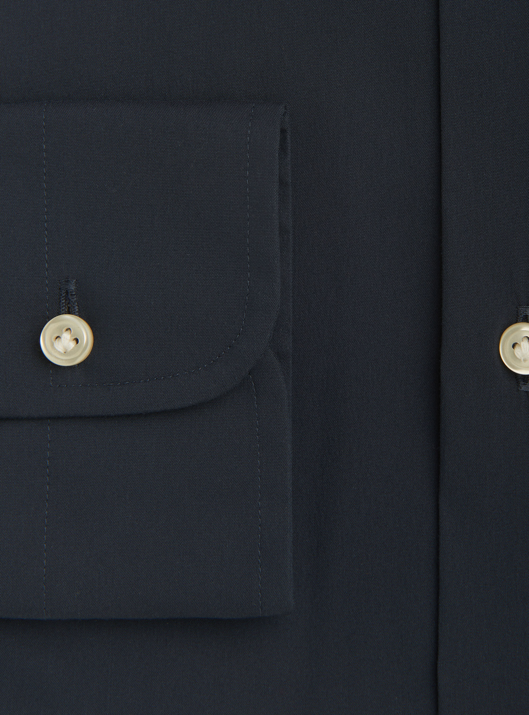 Camisa de cuello franc&eacute;s de popel&iacute;n de algod&oacute;n estirado, AZUL MARINO