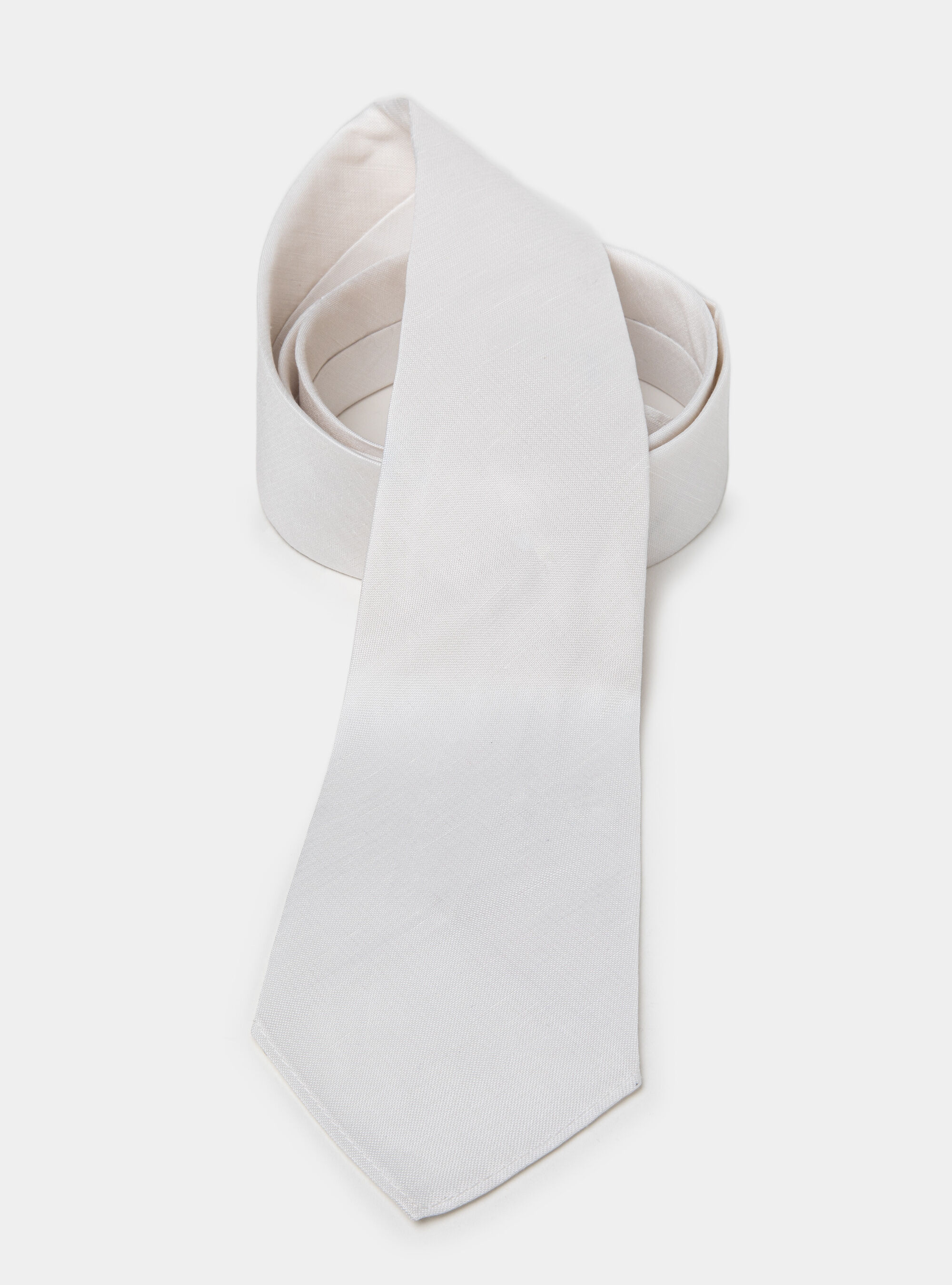 Silk and linen tie, WHITE