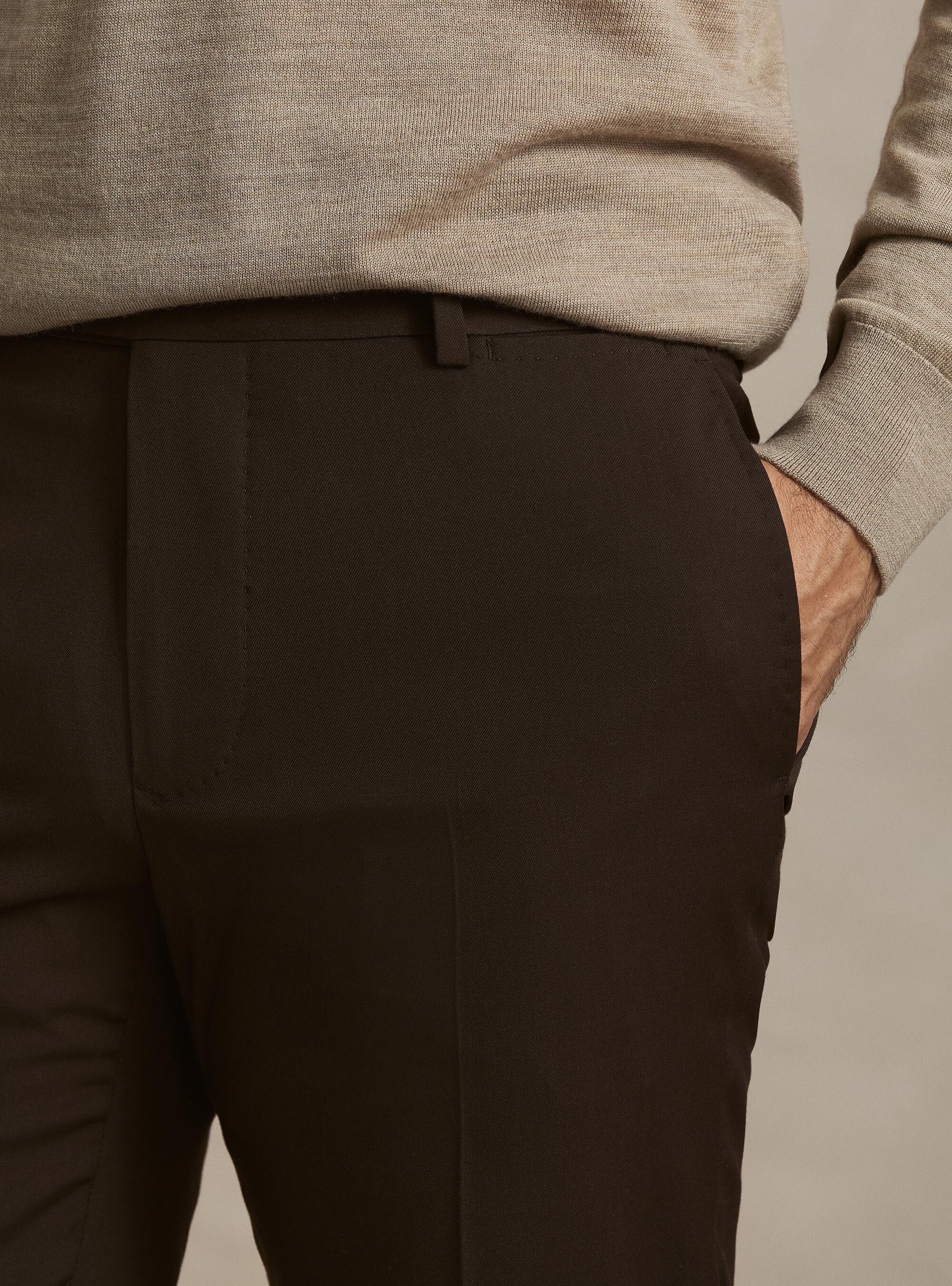 Slim fit classic suit trousers, BROWN