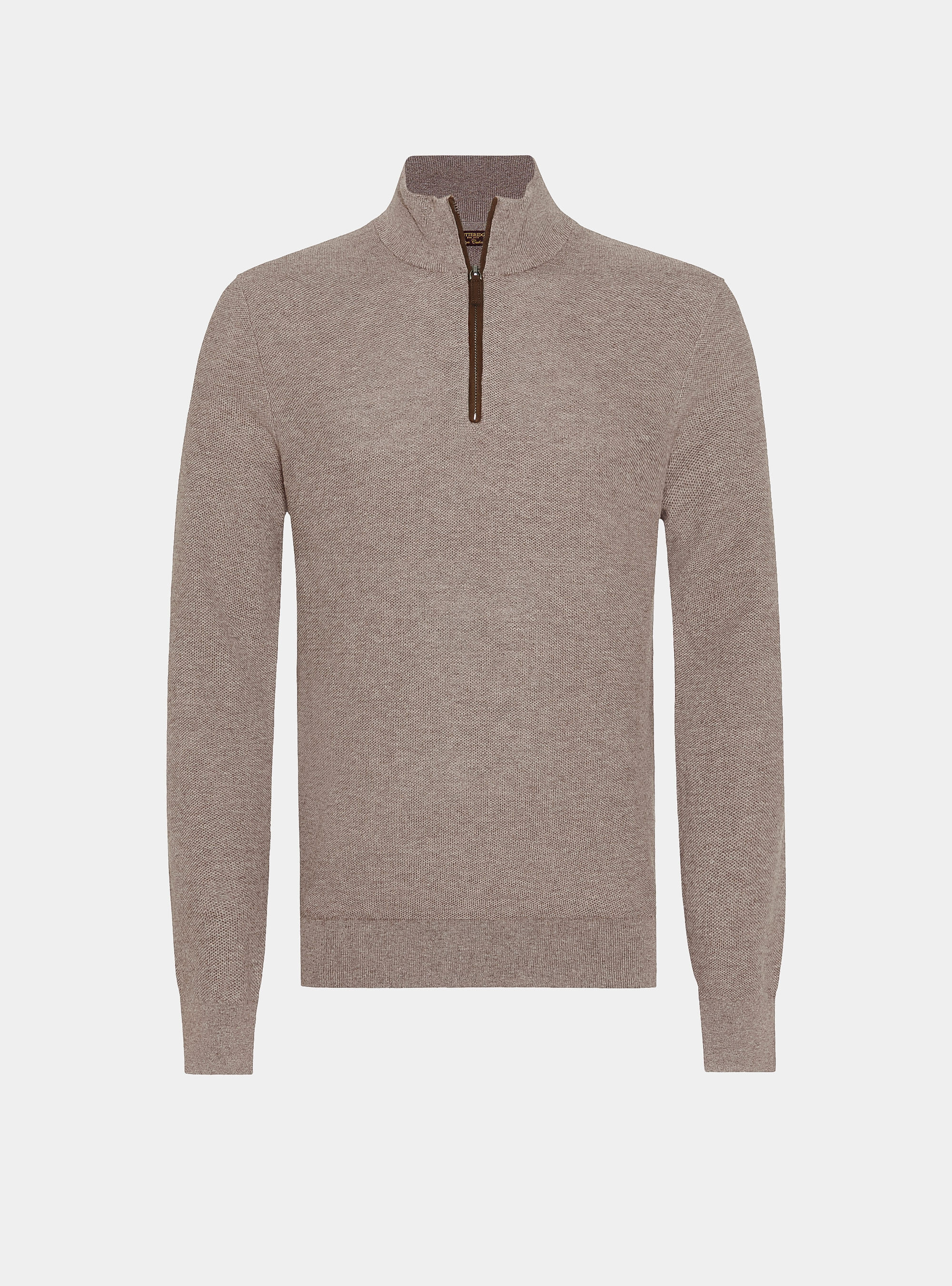 Maglia con mezza zip nido d'ape in cotone cashmere, BARRO