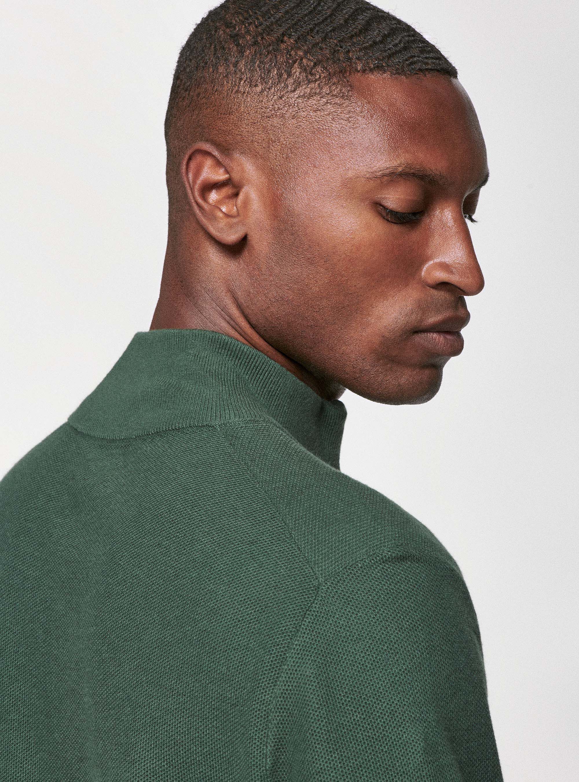 Cotton cashmere half-zip sweater