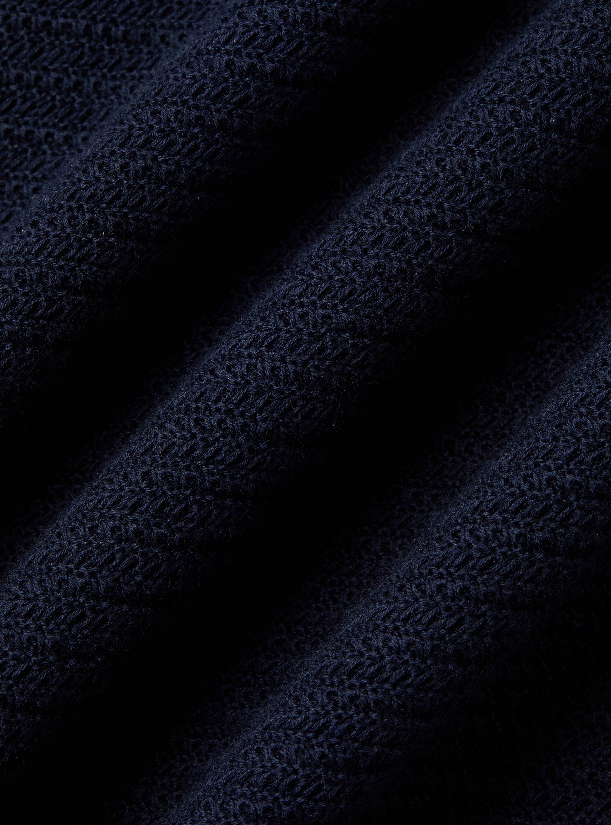 Textured cotton knit polo shirt, NAVY BLUE