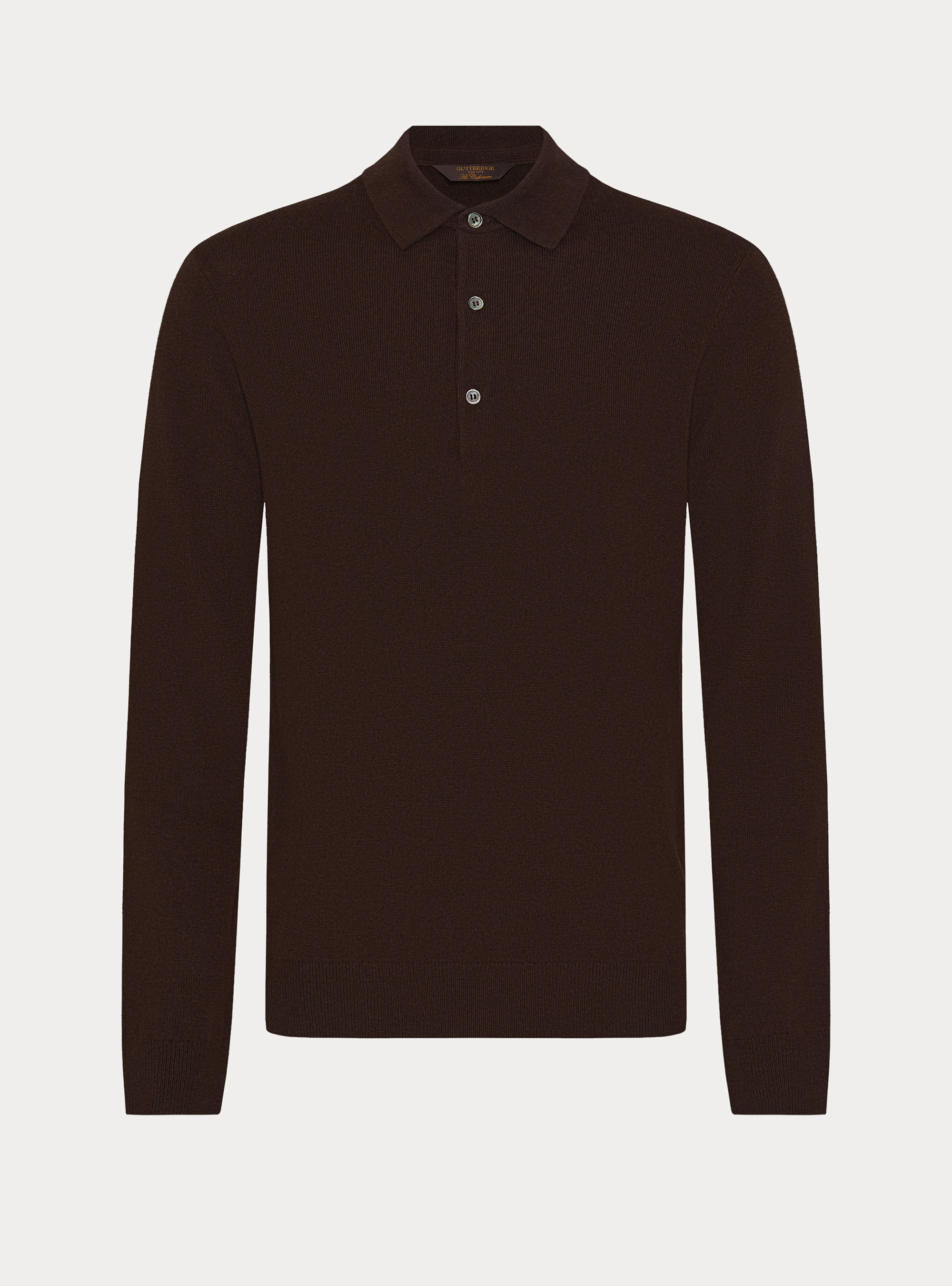 Maglia a polo in lana e cashmere, MARRONE